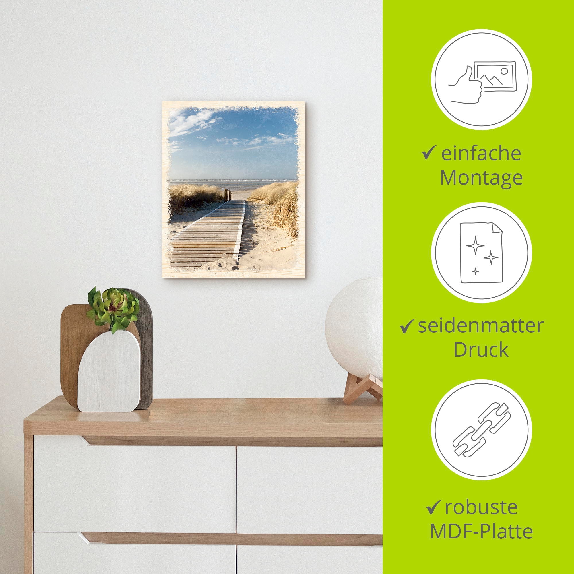 Artland Hakenleiste »Nordseestrand auf Langeoog - Steg«, MDF