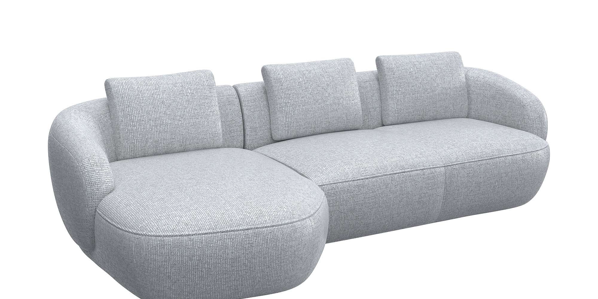 FLEXLUX Wohnlandschaft »Torino, rund, L-Form, Sofa-Ecke mit Recamiere, Longchair-Sofa«, Modernes, organisches Sofa-Design, Kaltschaum, Wellenunterfederung