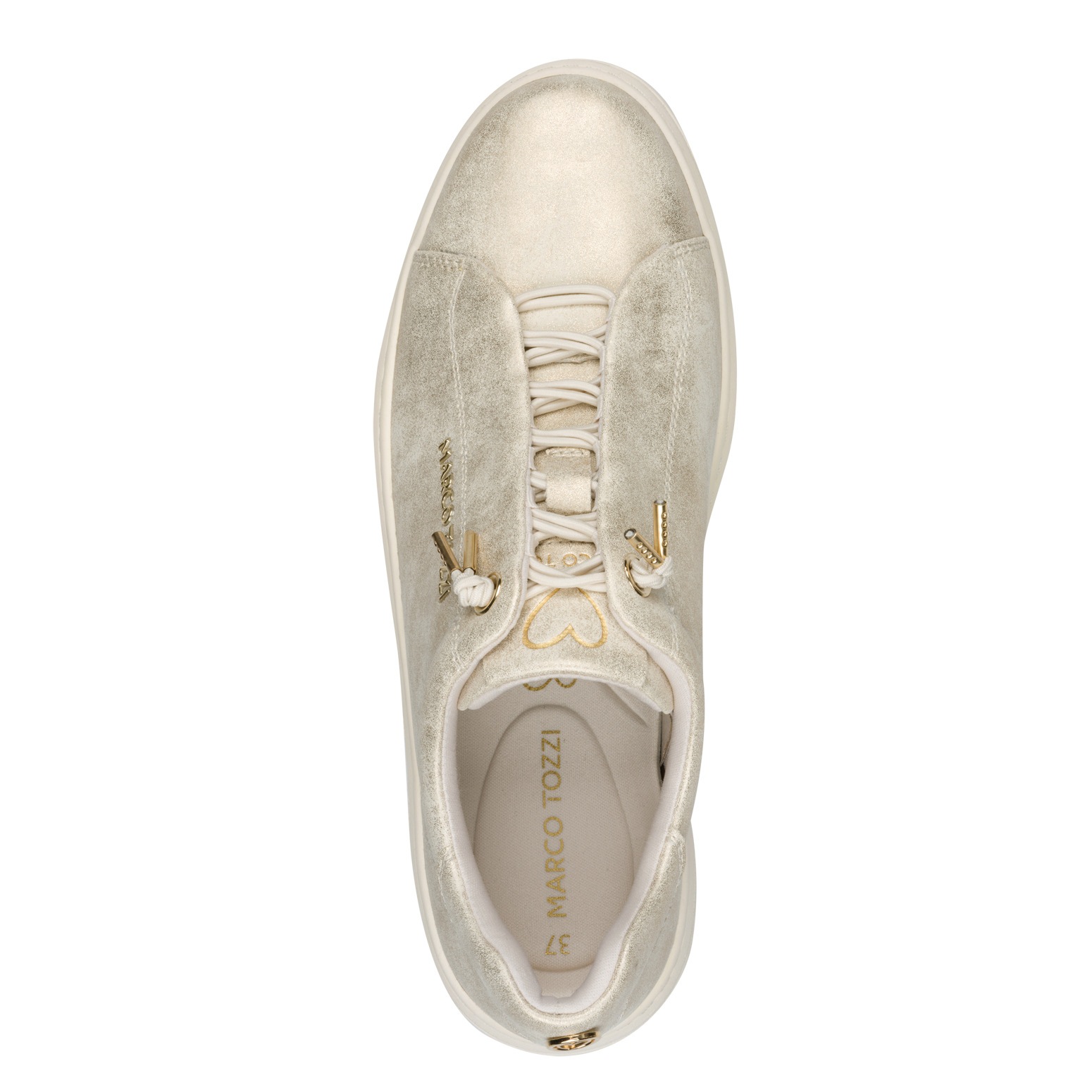 Slip-On Sneaker MARCO TOZZI, Damen, Gr. 40, beige, Lederimitat, metallic, unifarben, Schuhe, Freizeitschuh, Halbschuh, Schnürschuh mit seitlichem Logoschriftzug 3