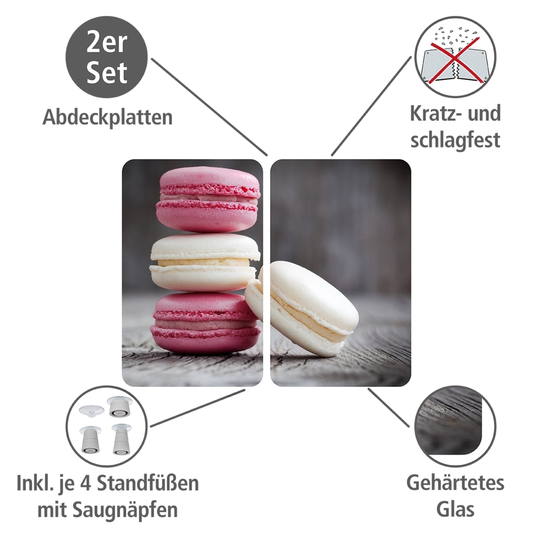 WENKO Herd-Abdeckplatte "Universal Modell Macarons", (Set, 2 tlg.), Herdabd günstig online kaufen