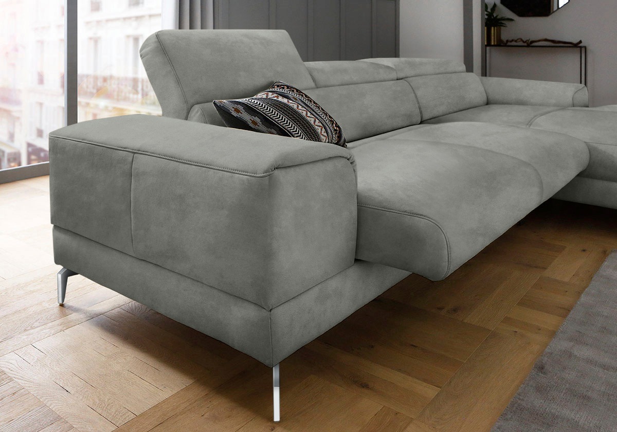 W.SCHILLIG Ecksofa »piedroo, Designsofa mit tollem Sitzkomfort, bequem und elegant, L-Form«, Kopfteilverstellung, wahlweise mit Sitztiefenverstellung, Breite 303cm