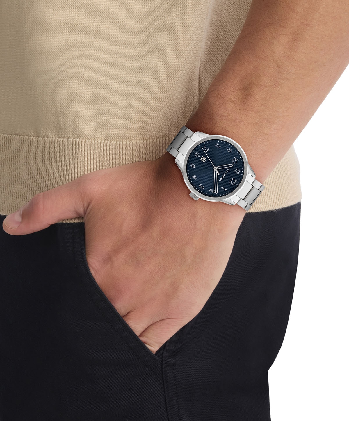 Calvin Klein Quarzuhr »Minimalistic Pilot«, Armbanduhr, Herrenuhr, Edelstahlarmband, analog, Tag