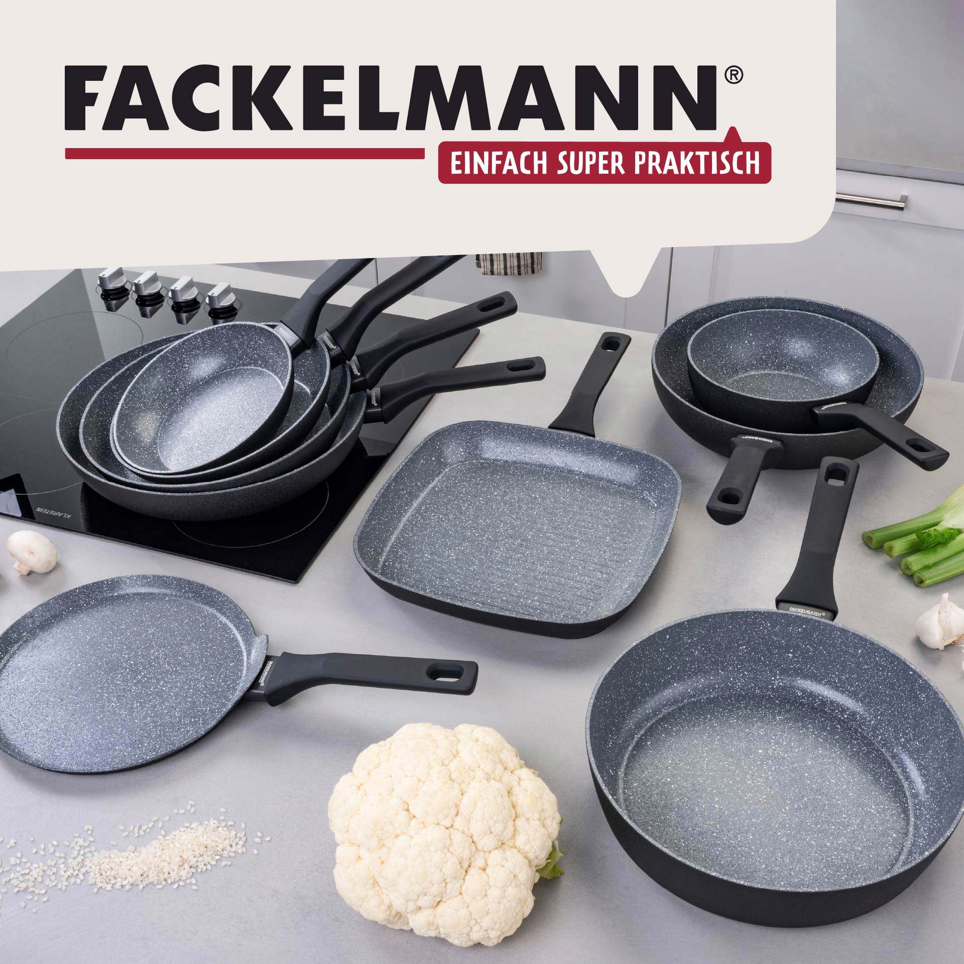 FACKELMANN Wok »Cosmo«, Aluminium, (Set, 2 tlg.), Wokpfannen-Set Cosmo Ø 20 cm & Ø 28 cm – mit Ceramic-Beschichtung