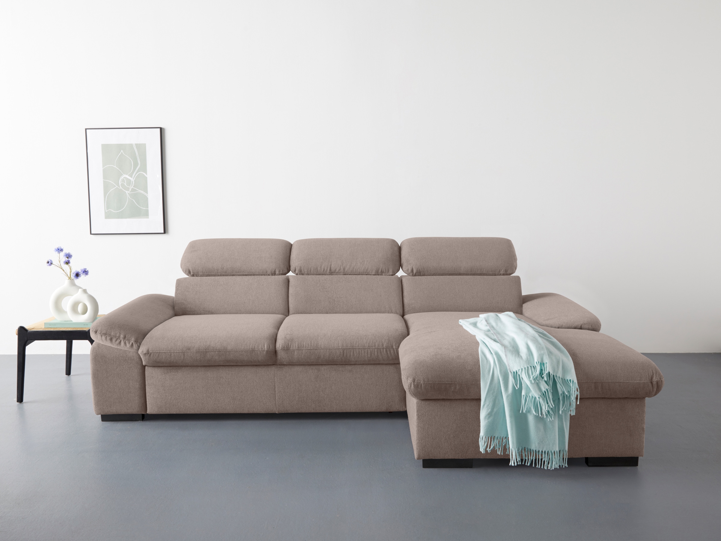 COTTA Ecksofa "Lola L-Form mit Kopfteilfunktion & Hocker", (Set, mit Hocker günstig online kaufen