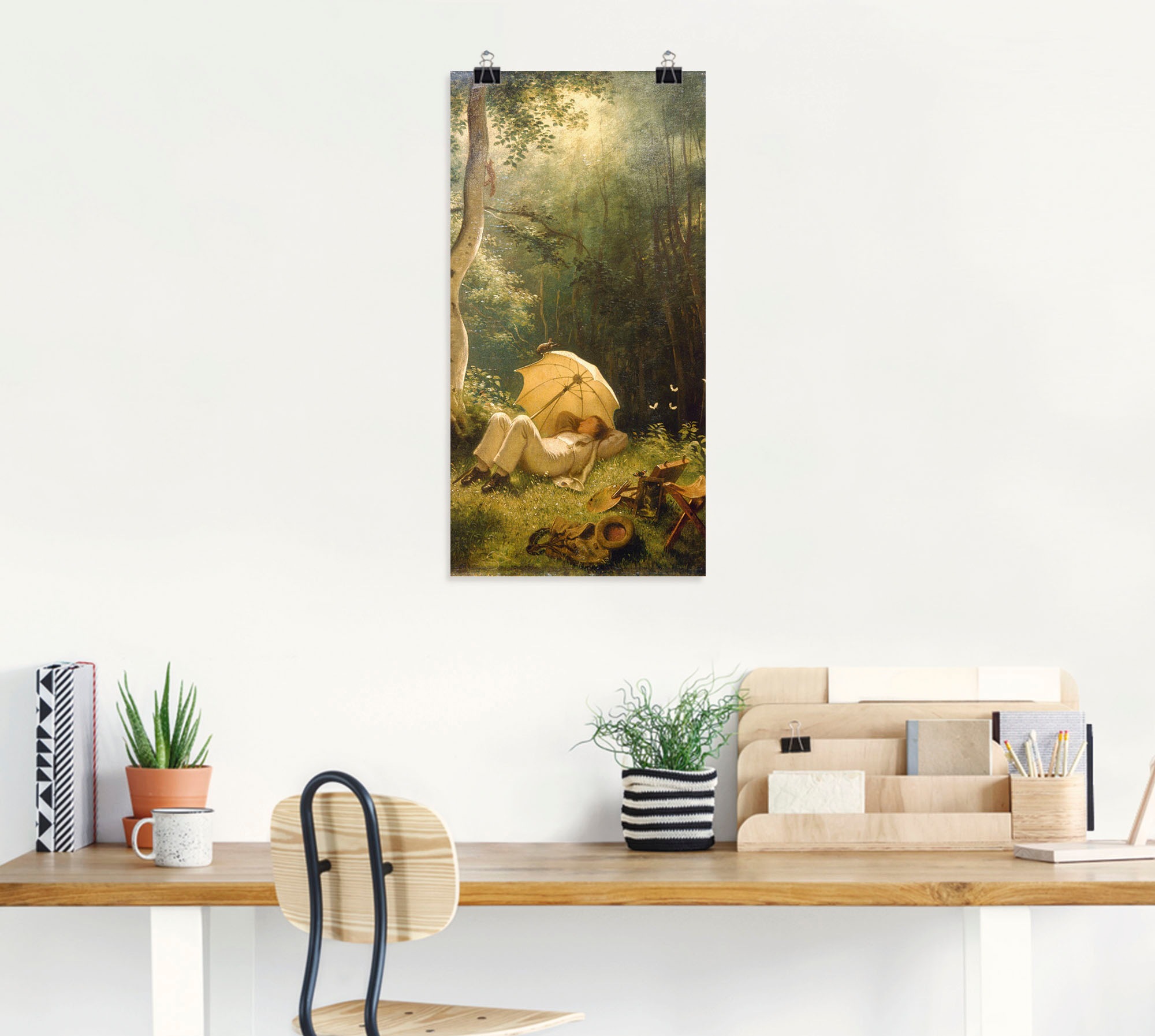 Poster ARTLAND "Der Maler (Rast im Walde)", grün (farbe bild(er): grün), B:30cm H:60cm, Bilder, Poster, ohne Rahmen 2