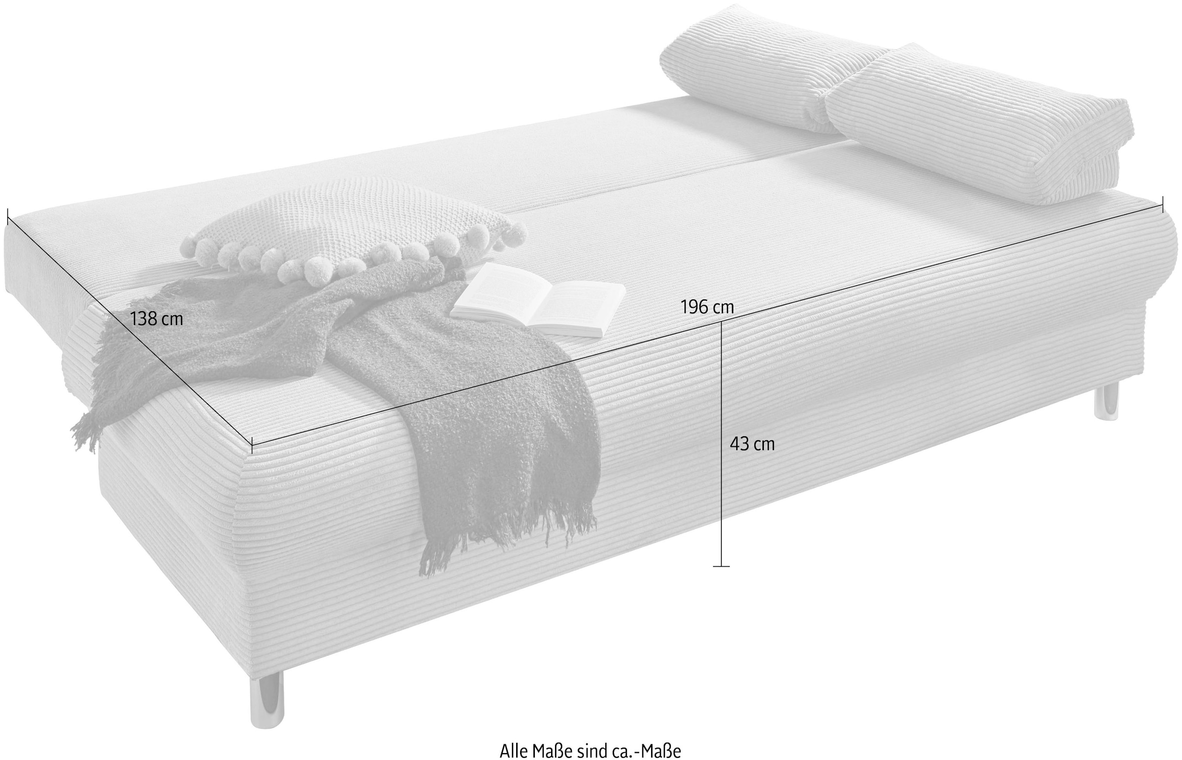 INOSIGN Schlafsofa »Como«, 2-Sitzer, Federkern, Breite 196 cm, inkl. Rücken.-und Armlehnenkissen