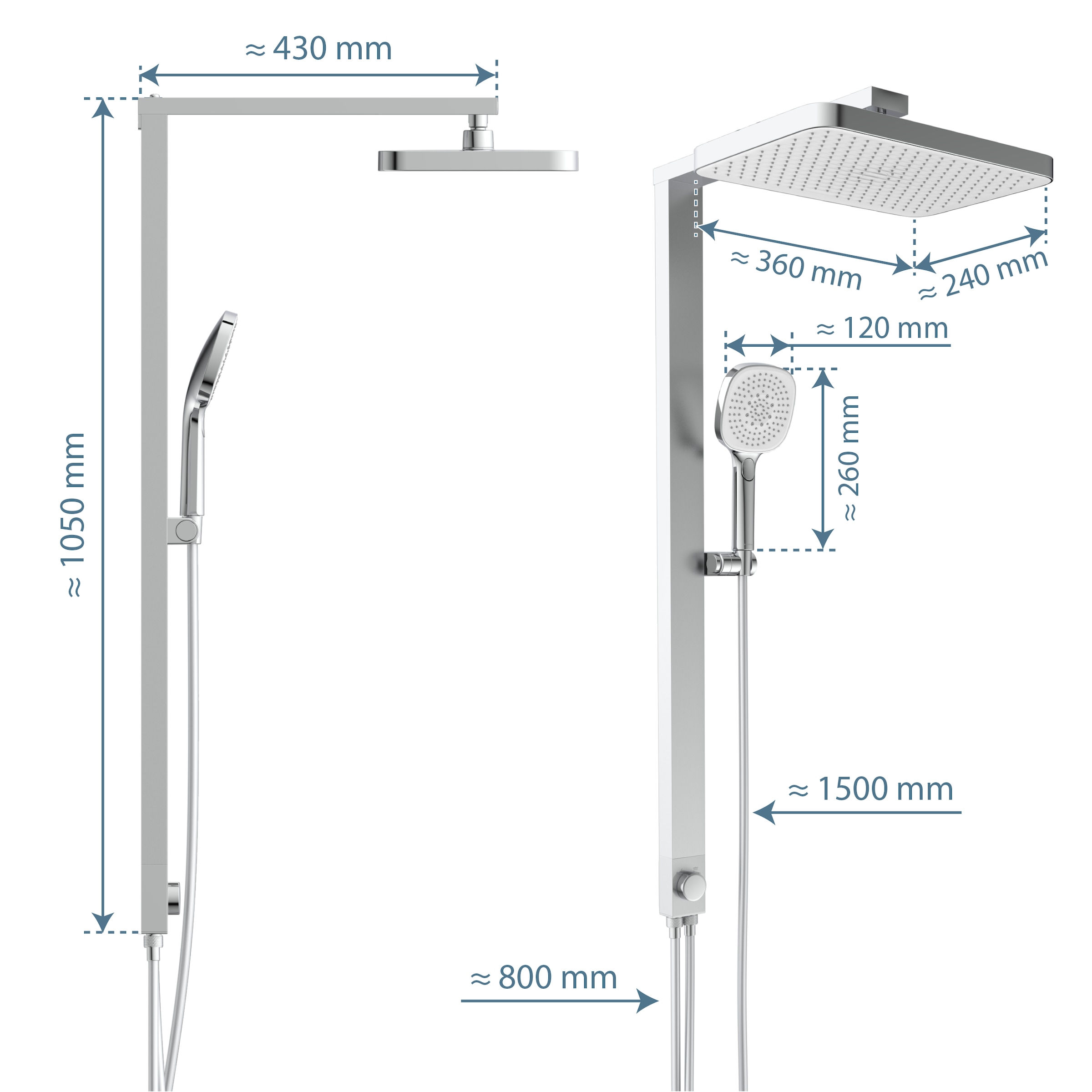 Schütte Brausegarnitur »LA PALMA« Komplett-Set,  Regendusche, mit Antikalk-Beschichtung, wassersparend