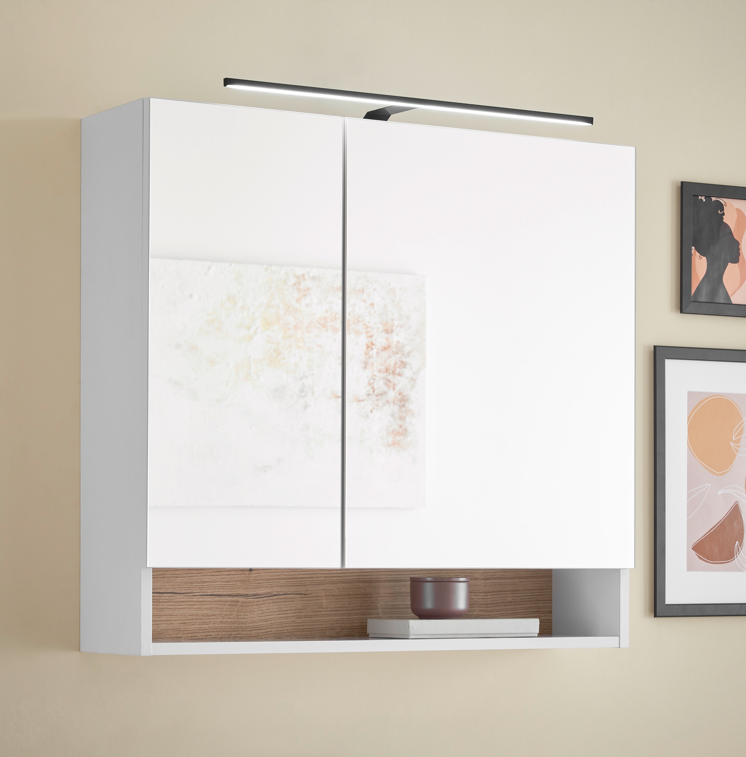 BASIC by Balculina Spiegelschrank »Denver Spiegelschrank, Badezimmerschrank BxHxT 80x75x22« 1 Stk. tlg. Breite 80 cm, Tür L/R montierbar, Softclose