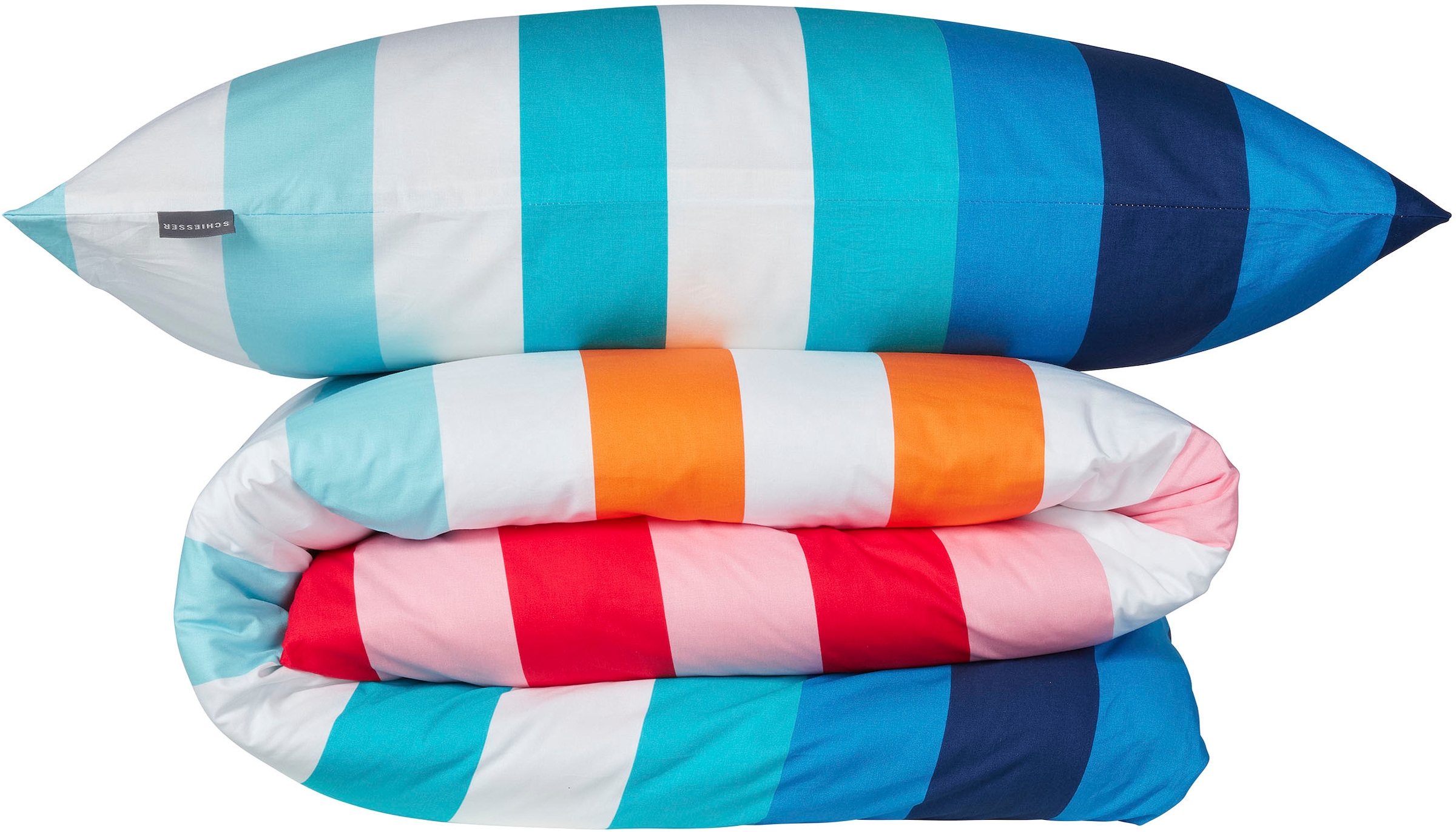 Schiesser Bettwäsche »Happy Stripe aus weicher Baumwolle und jeder Menge bunter Streifen«, MADE IN GREEN by OEKO-TEX®
