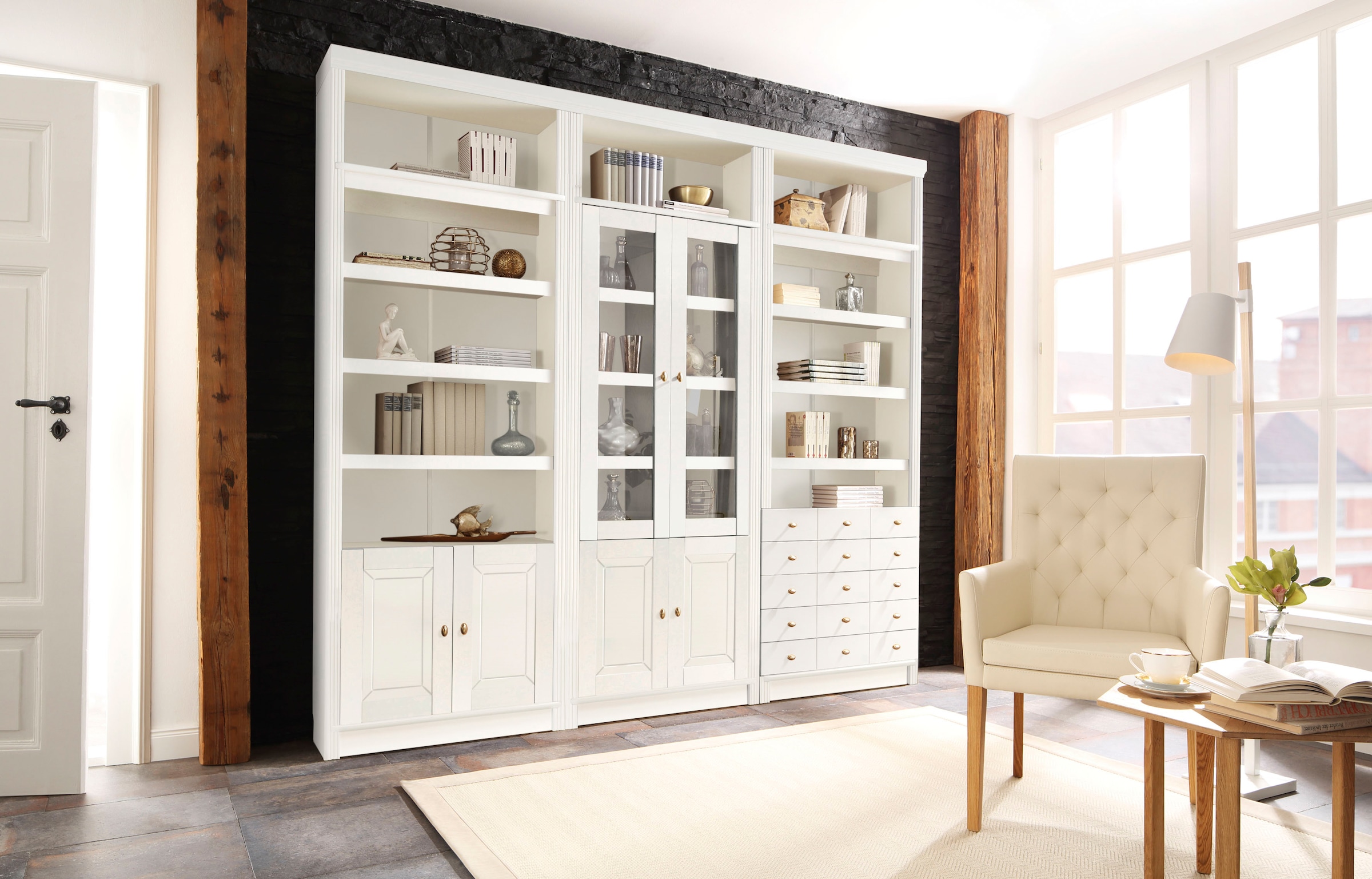 Home affaire Bücherregal "Soeren" aus massiver Kiefer, Höhe 220 cm, mit 2 H günstig online kaufen