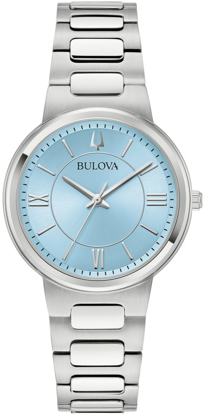 Bulova Quarzuhr, Armbanduhr, Damenuhr, Edelstahlarmband, analog
