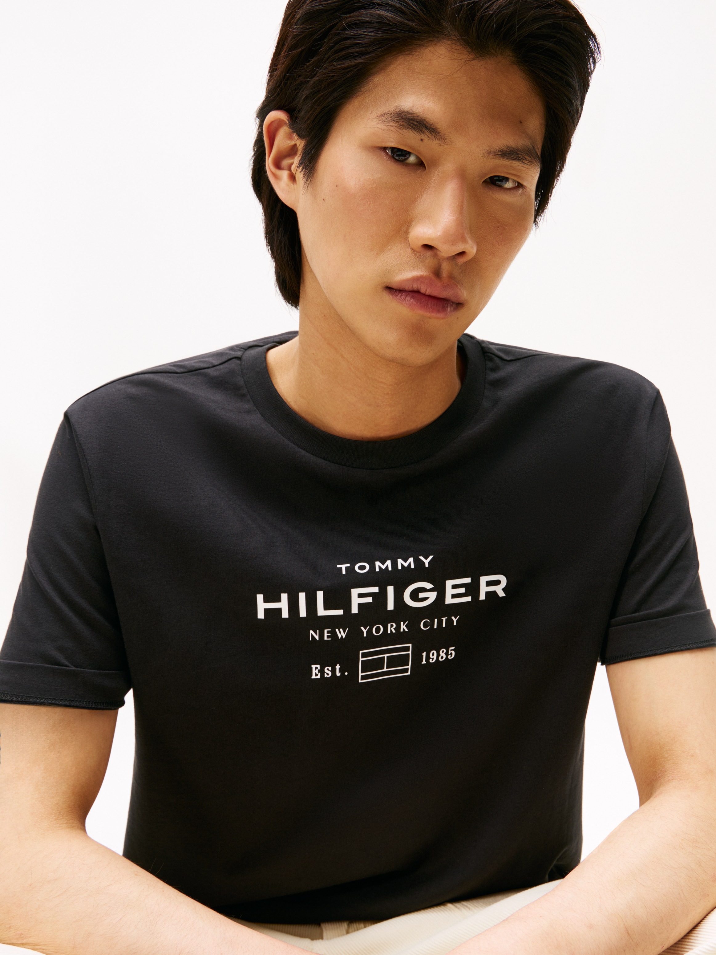 Tommy Hilfiger T-Shirt »HILFIGER STACK GRAPHIC TEE«, Regular fit mit Rundhalsausschnitt