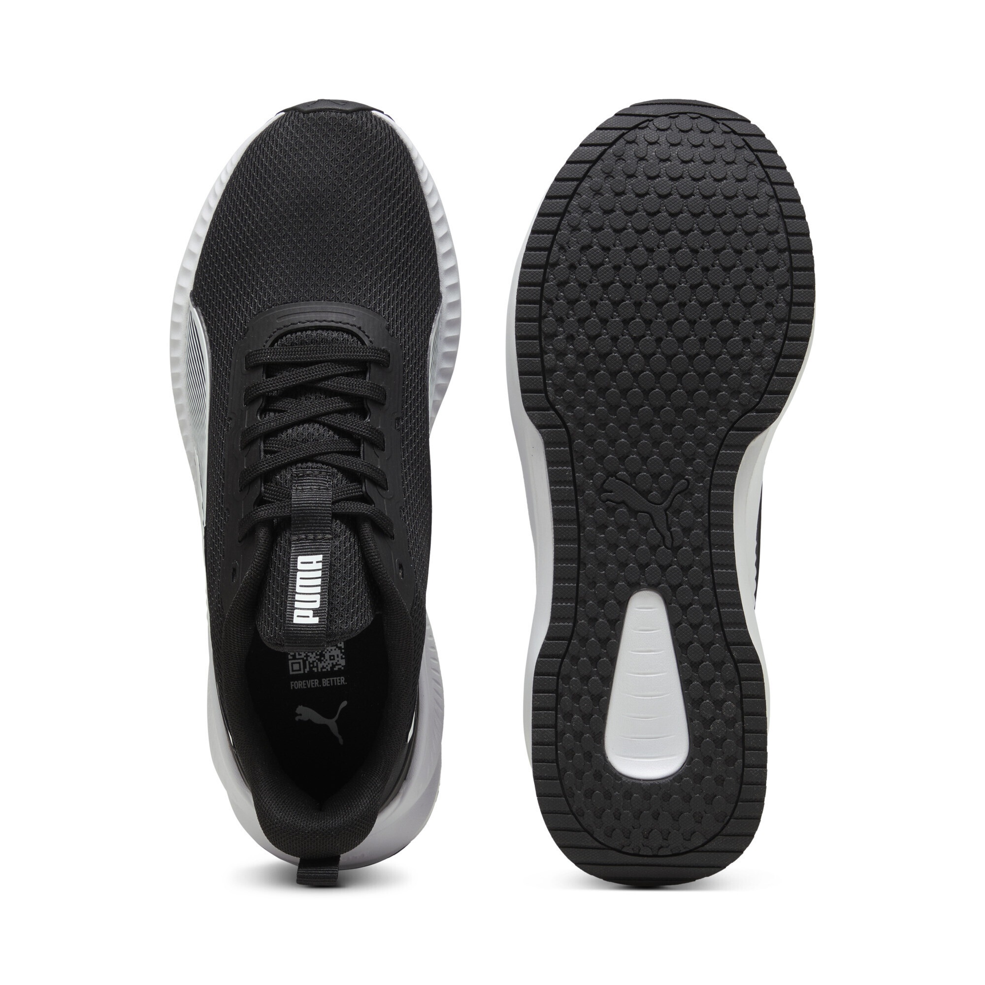 Laufschuh PUMA "FLYER LITE 3", Damen, Gr. 47, schwarz-weiß (puma schwarz, puma weiß), Textil, Schuhe Laufschuh, mit Schnürung, mit IMEVA-Dämpfungstechnologie, Textil-Obermaterial 3