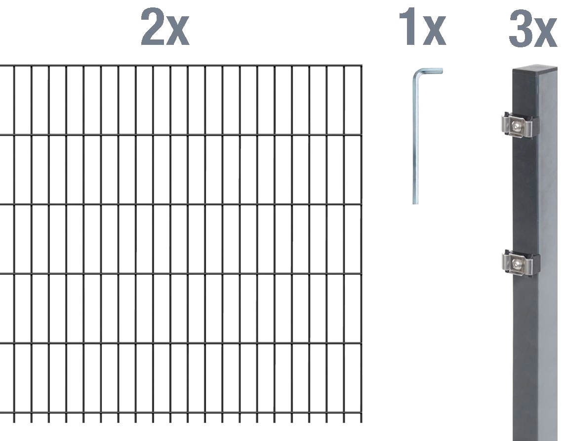 Doppelstabmattenzaun »Grundset«, Höhe: 80 - 160 cm, Gesamtlänge: 4 - 30 m, zum...