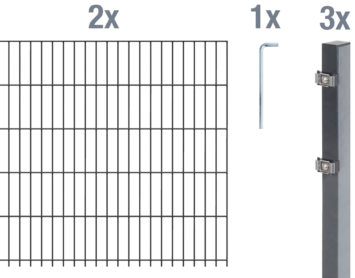 Alberts Doppelstabmattenzaun "Grundset", Höhe: 80 - 160 cm, Gesamtlänge: 4 - 30 m, zum Einbetonieren