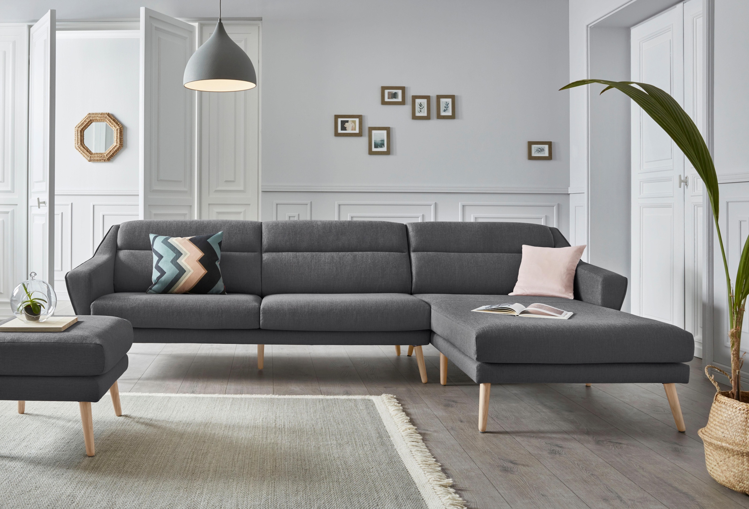 OTTO home Ecksofa "Bille L-Form" mit Naht im Rückenkissen und Beinen aus Ei günstig online kaufen