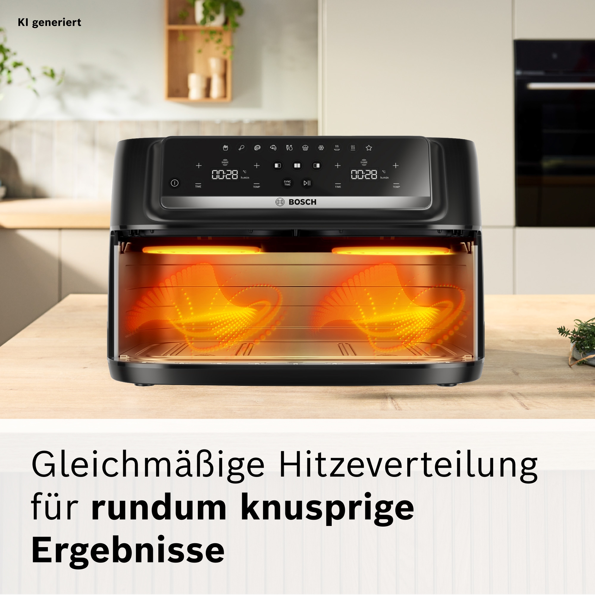 BOSCH Heißluftfritteuse »Airfryer MAFD490B7, Dualbasket, 10 L oder 2* 5L Kammern, schwarz« 2500 W PFAs frei, einfache Reinigung, 6 voreingestellte Programme