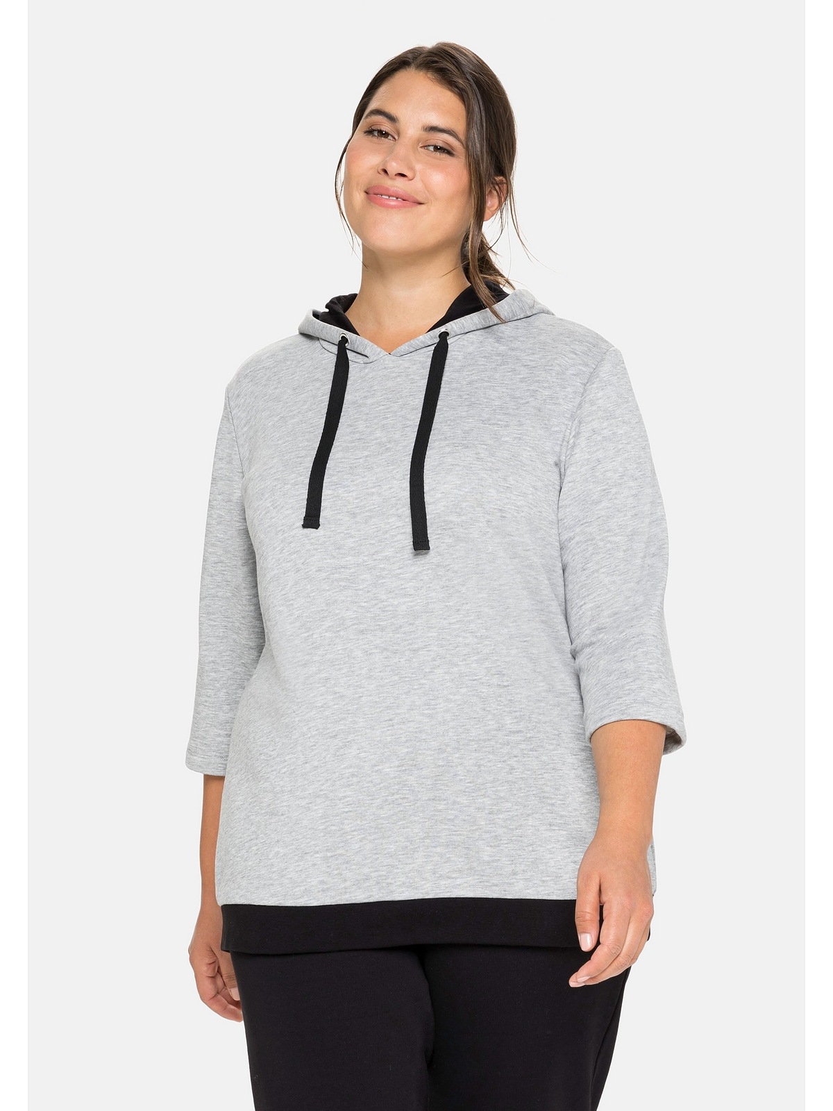 Sheego Kapuzensweatshirt »Große Größen«, mit 3/4-Ärmel und Kontrastdetails  online bestellen | BAUR | T-Shirts