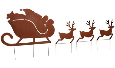 Schneider Weihnachtsmann »Santa mit Schlitten«, (Set, 4 St.), Gartenstecker aus Metall kaufen