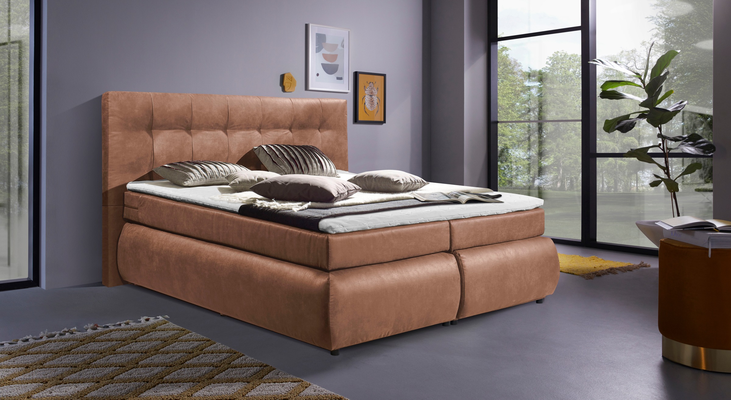 Places of Style Boxspringbett Hartford, mit seitlichem Bettkasten
