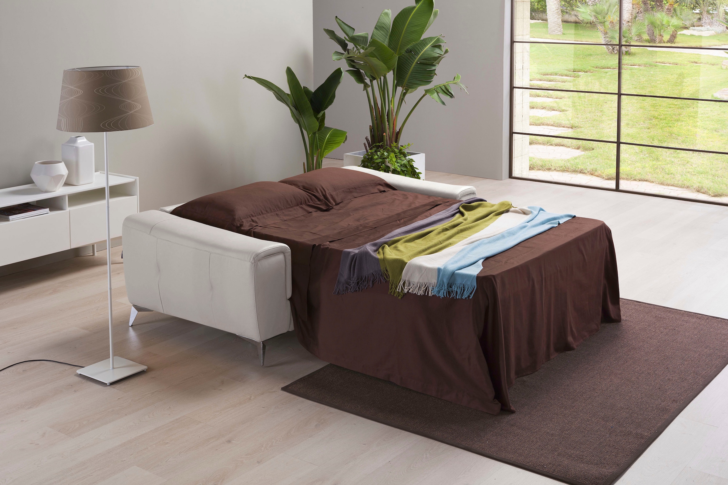 Egoitaliano Schlafsofa »Francine, Designsofa, Loungesofa mit Dauerschlaffunktion, Bettfunktion«, hochwertiger Metallbettrahmen & Matratze, Kopfteil manuell verstellbar