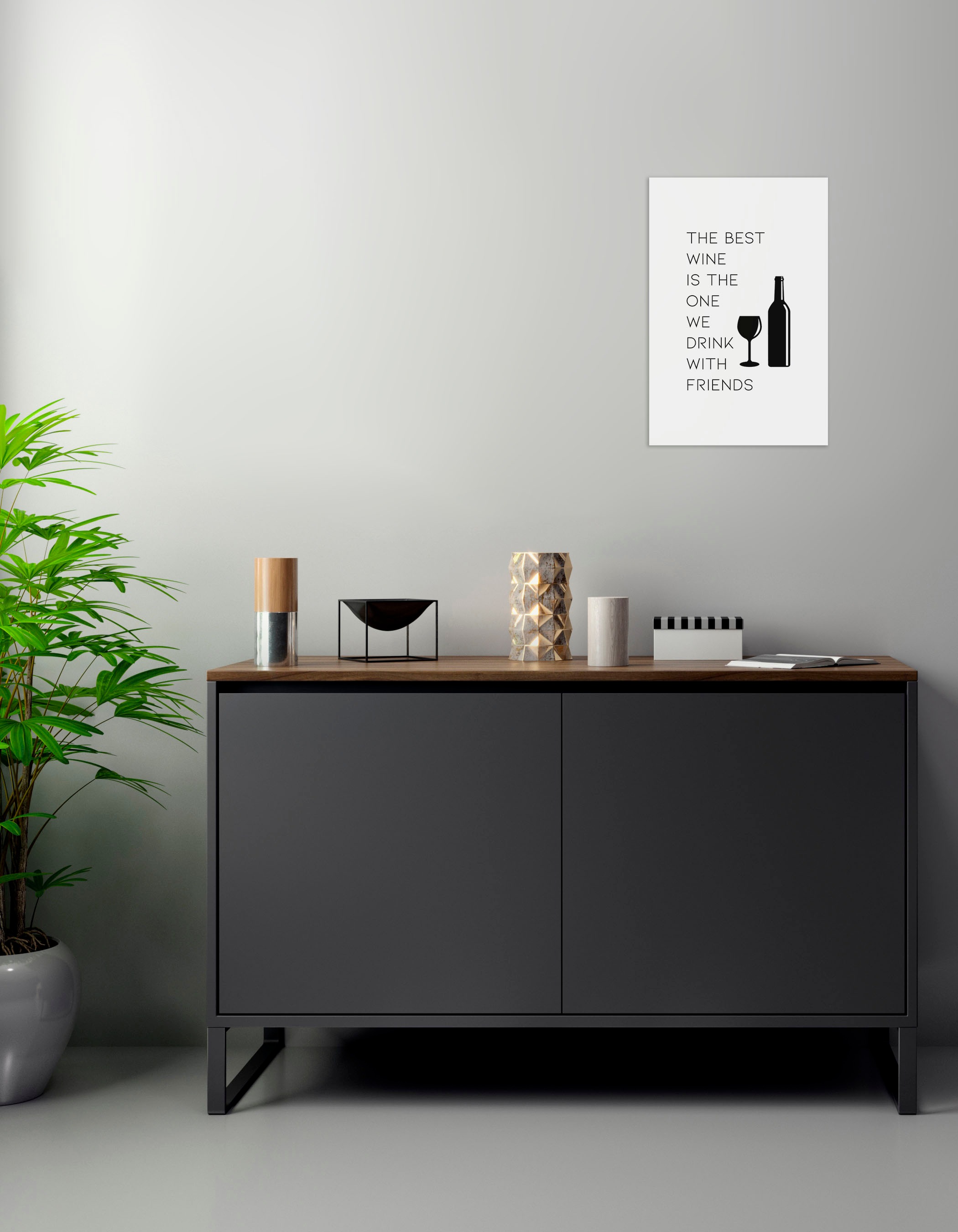 Thumbnail - queence Wanddekoobjekt "Wine" Stahlschild, Blechschild, Spruch, Witzig, Wanddeko, retro, 20x30cm