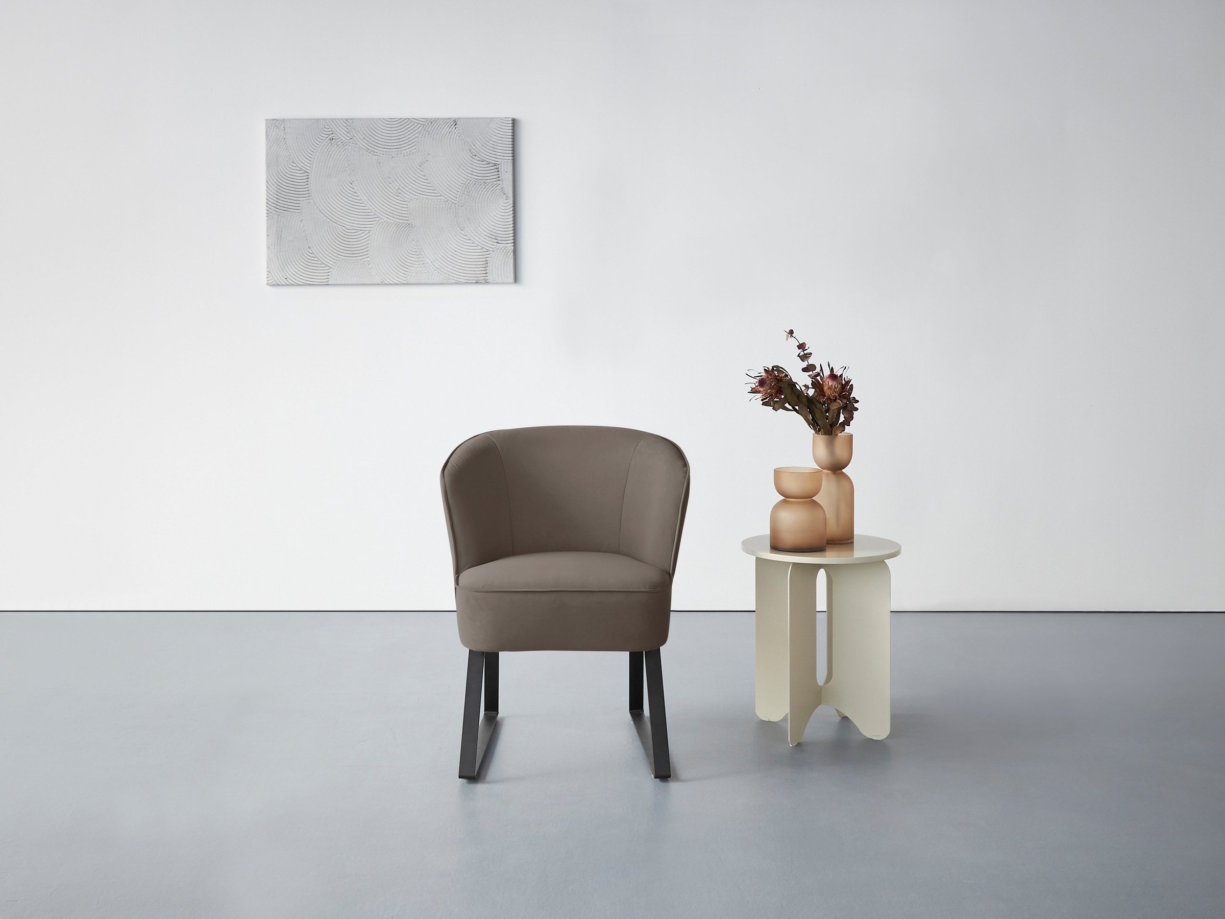 exxpo - sofa fashion Sessel »Americano, Loungesessel«, mit Keder und Metallfüßen, Bezug in verschiedenen Qualitäten, 1 Stck.