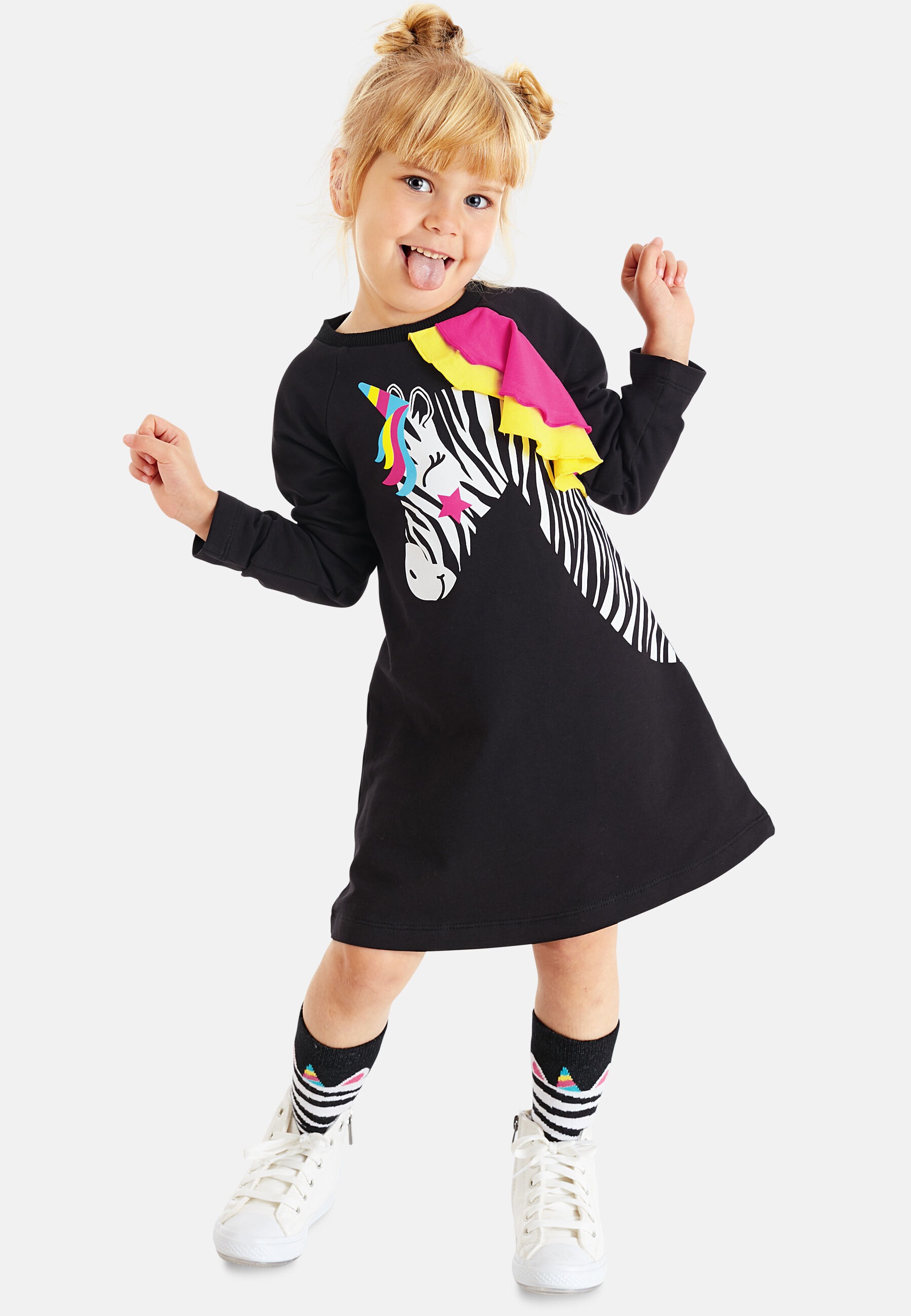 Denokids Suknelė »Frilly Zebra« su Aufdruck
