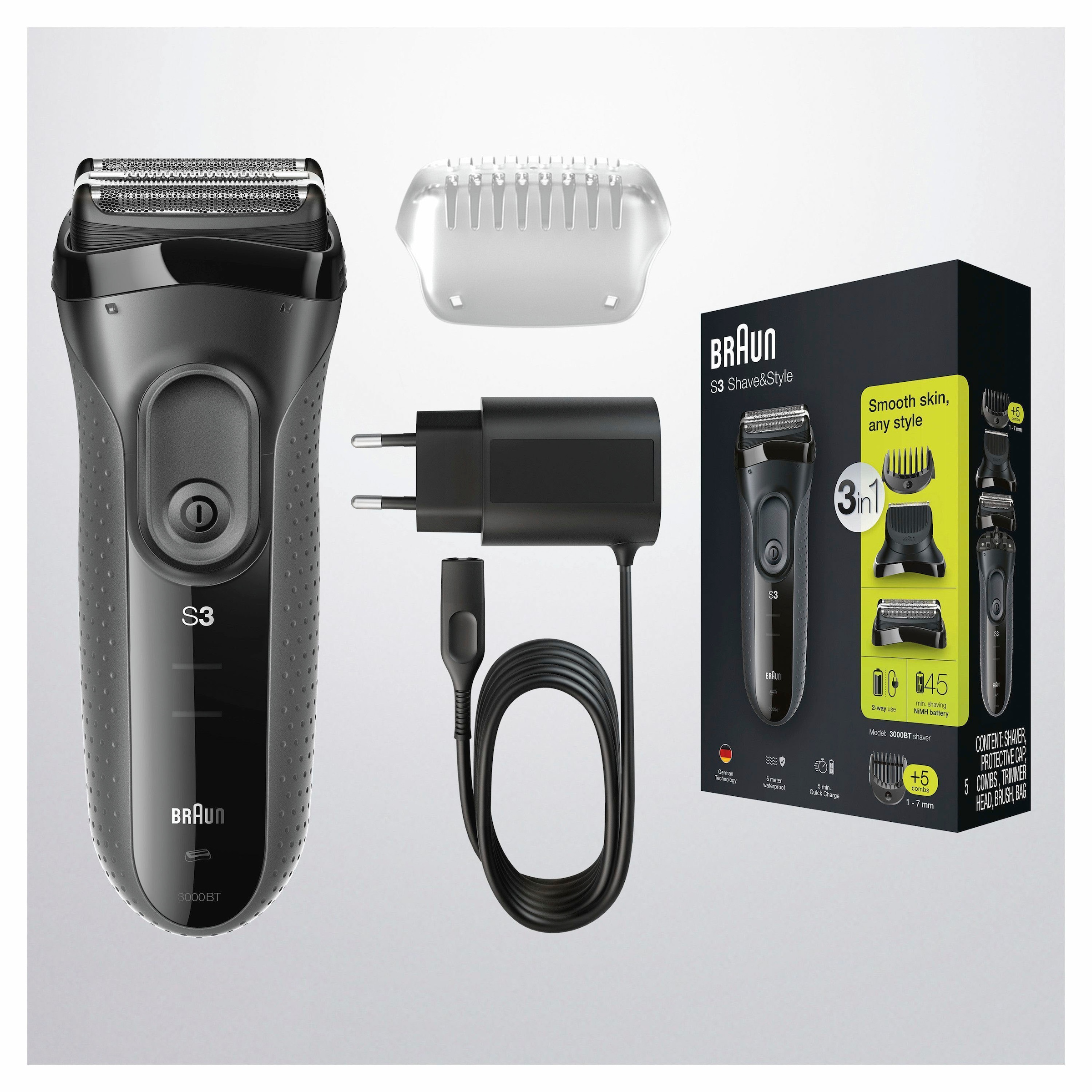 Braun Elektrorasierer »Series 3 Shave&Style 3000BT«, Wet&Dry