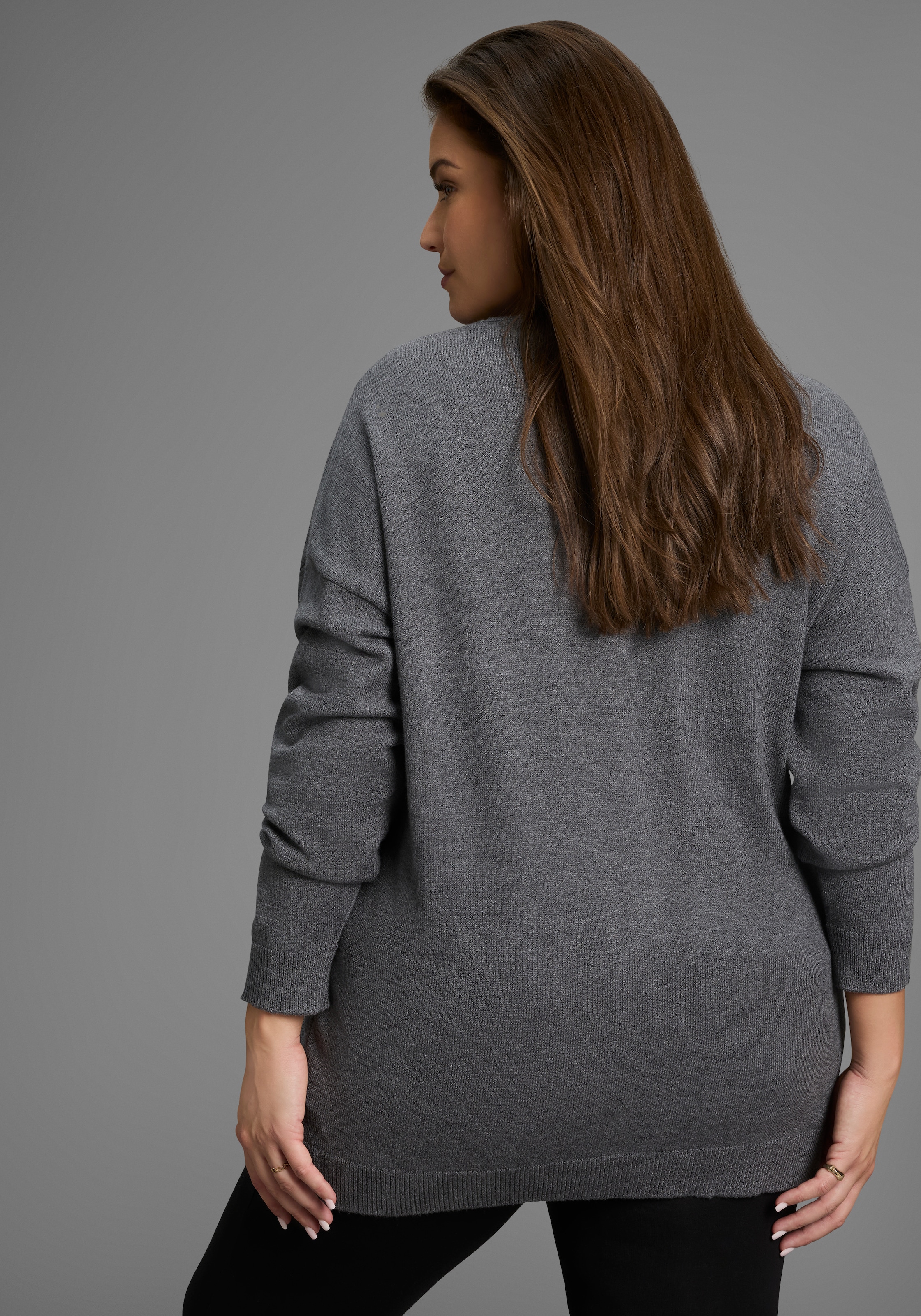 Laura Scott CURVE Strickjacke, in kuscheligem Feinstrick und hüftbedeckender Passform - GROSSE GRÖSSE