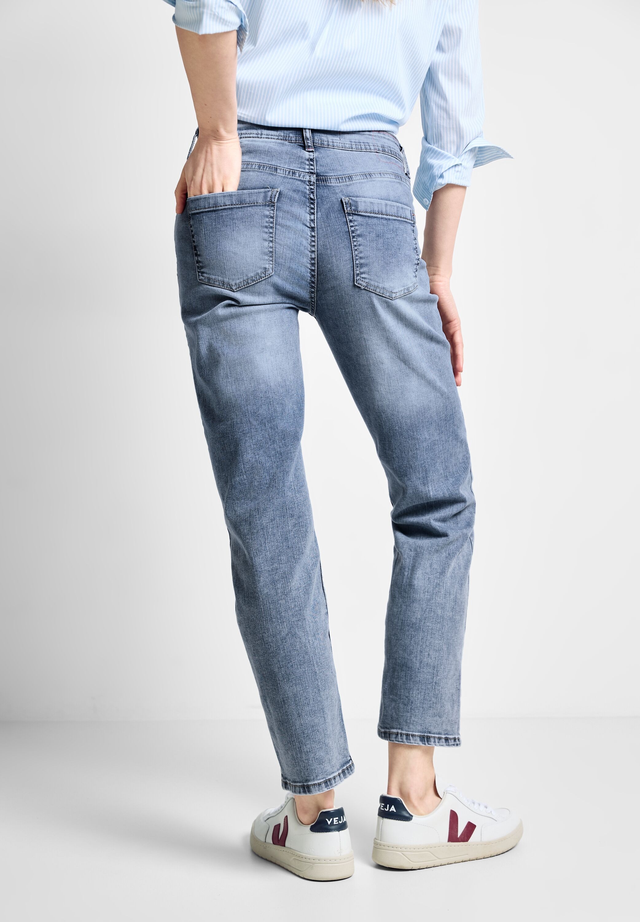 Slim-fit-Jeans, softer Materialmix
