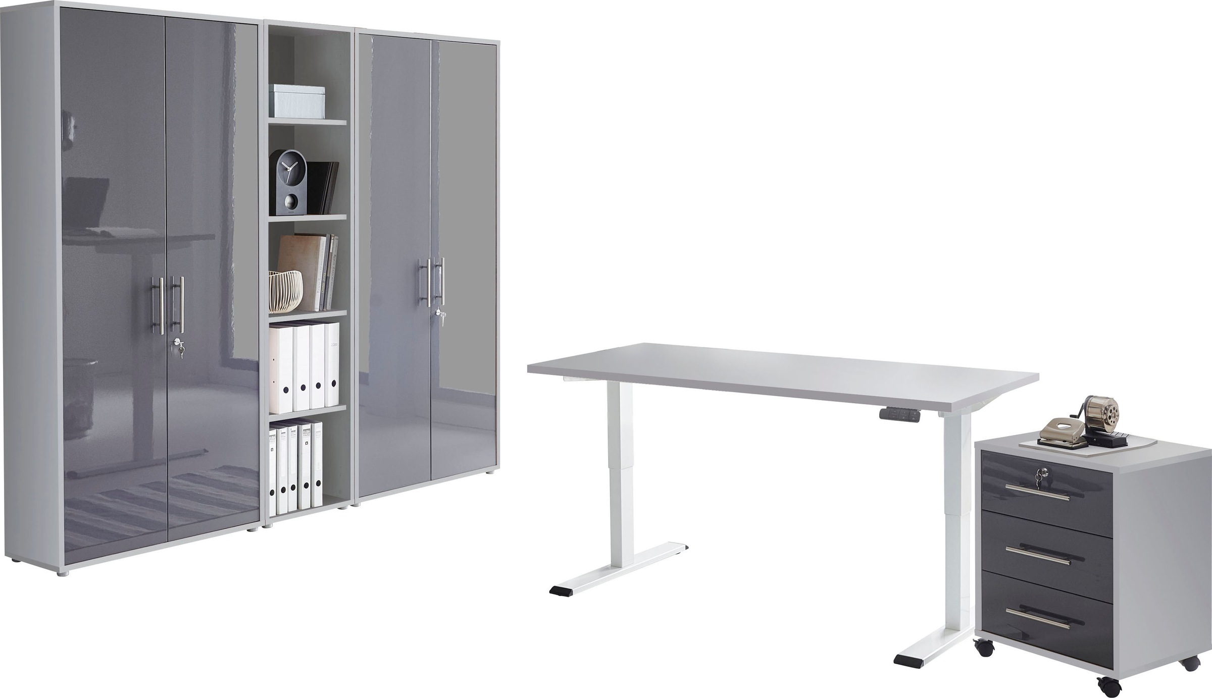 BMG Möbel Büromöbel-Set »Tabor«, (Set, 5 St.), mit elektrisch  höhenverstellbarem Schreibtisch bestellen | BAUR