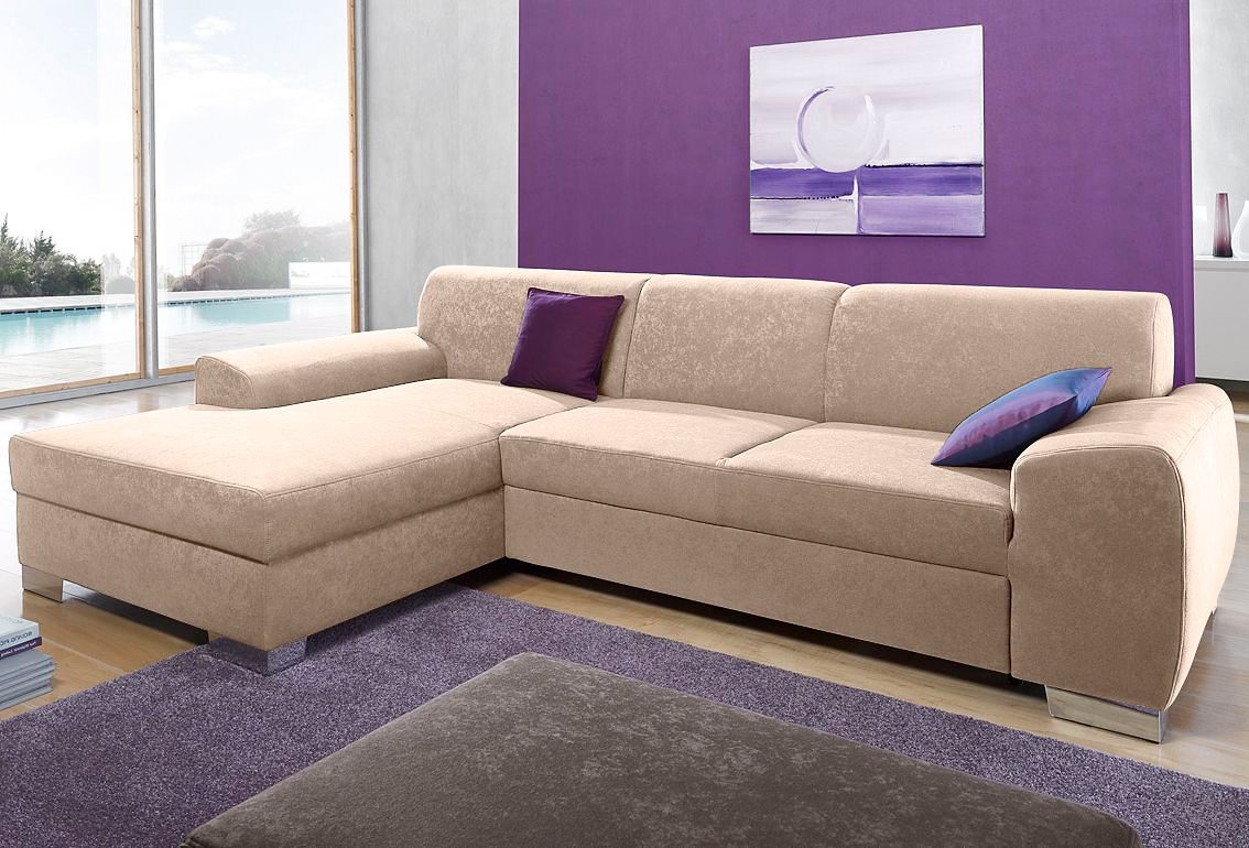 DOMO collection Ecksofa Ricardo, mit Recamiere, wahlweise mit Bettfunktion