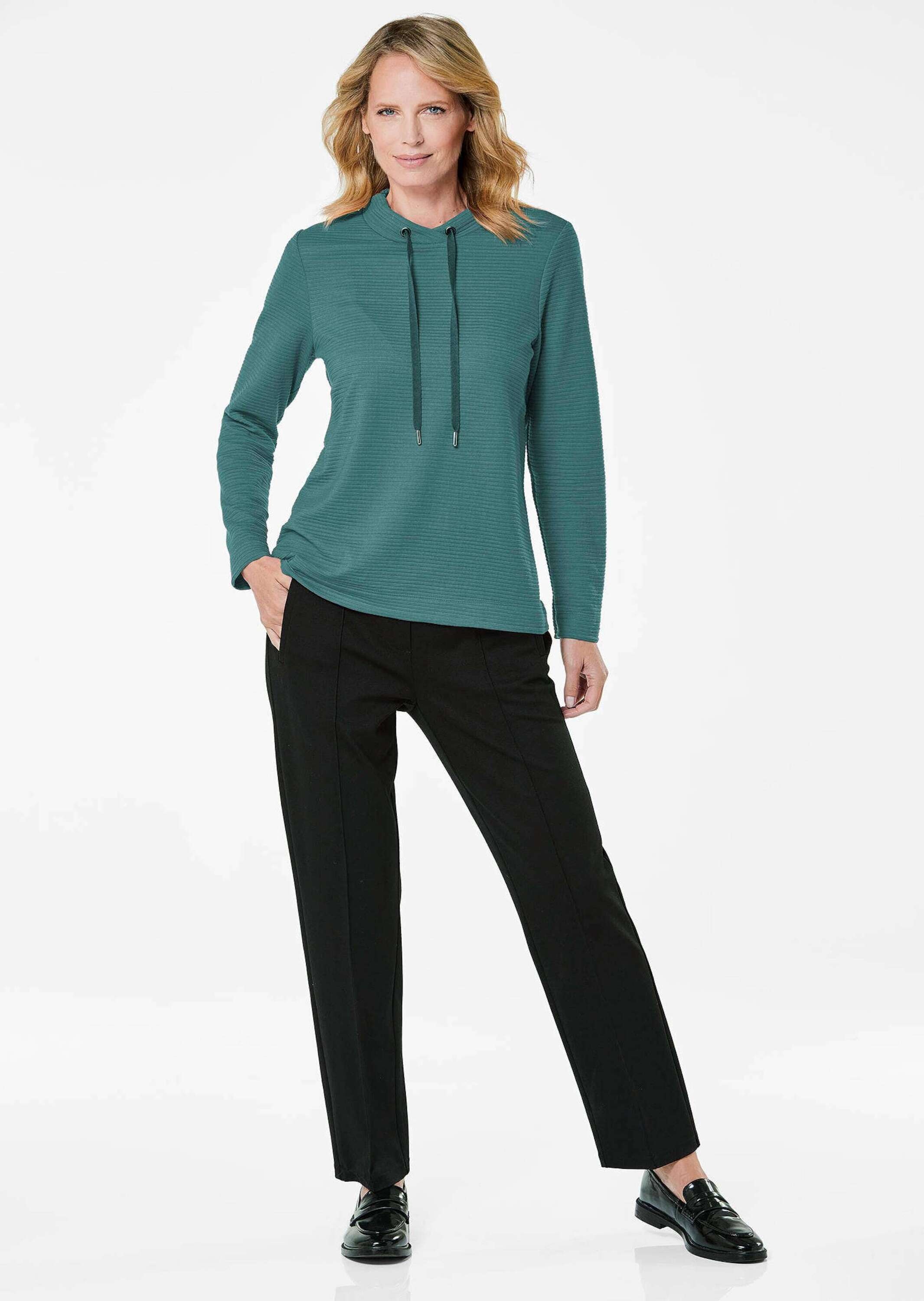 GOLDNER Kurzarmshirt "Langarm Viskose-Pullover, Stehbund" günstig online kaufen