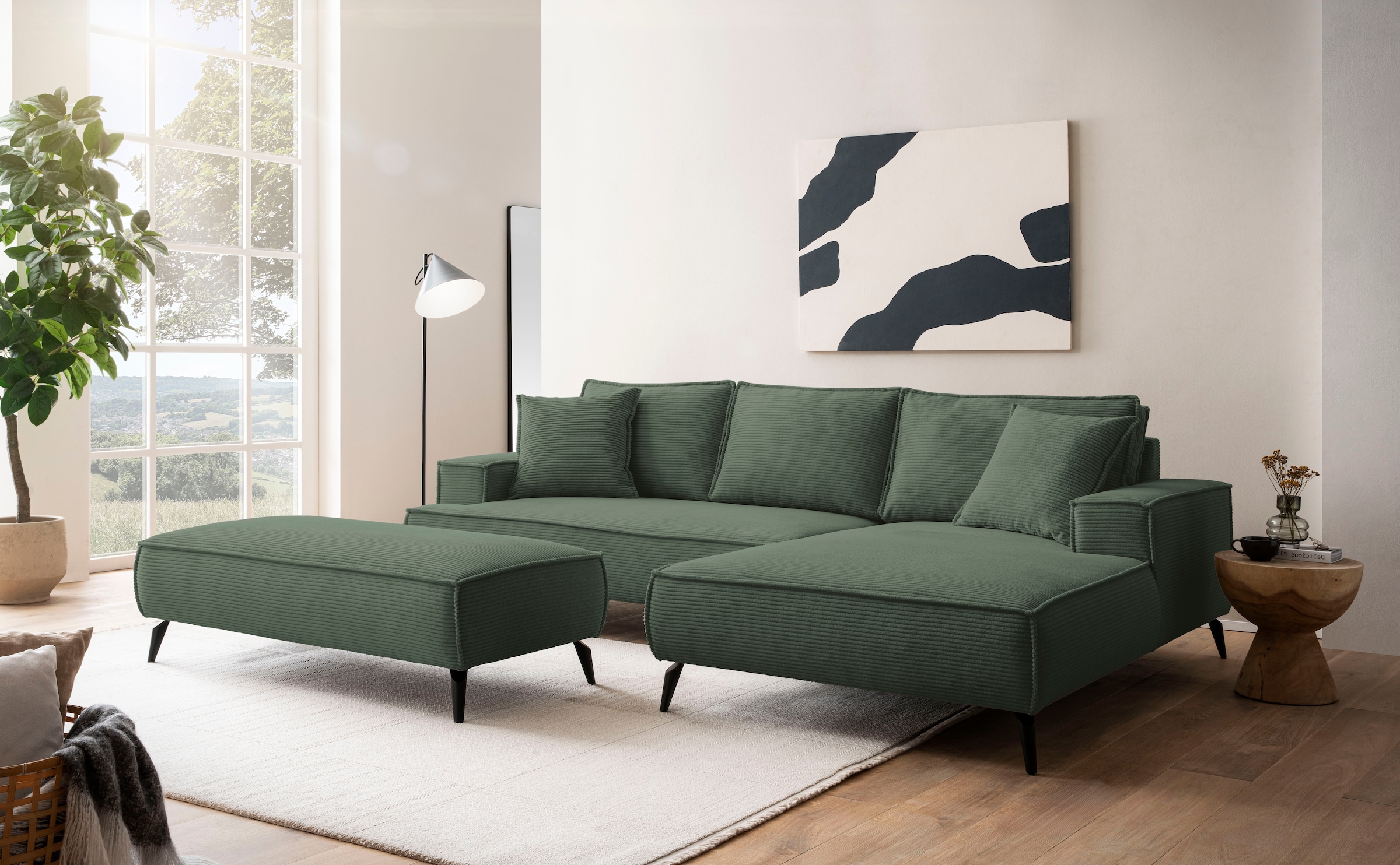 andas Sitzgruppe »TVINNU, Polsterecke L-Form, Schlaffunktion, mit Hocker«, (Set, 2 tlg.), stellbar zum Schlafsofa (Krokodilverbinder)