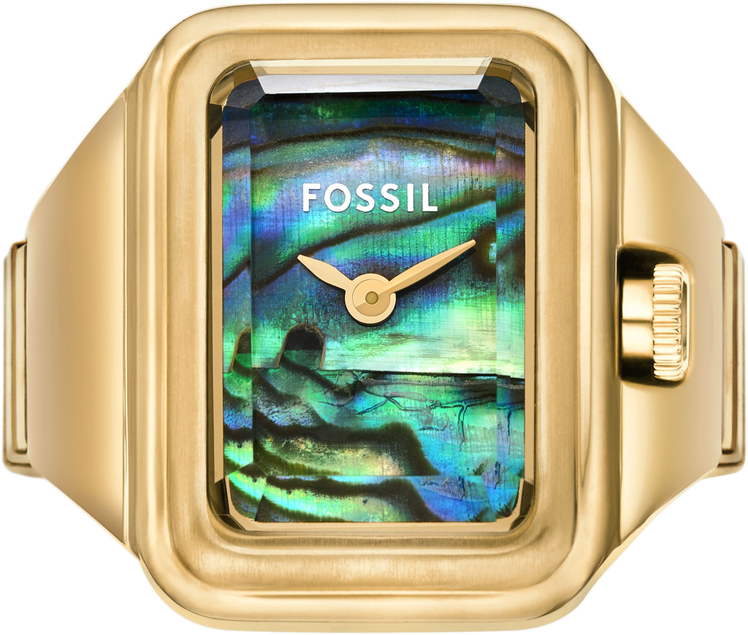 Fossil Uhrenring »RAQUEL WATCH RING«, Armbanduhr, Damenuhr, Edelstahlarmband, analog