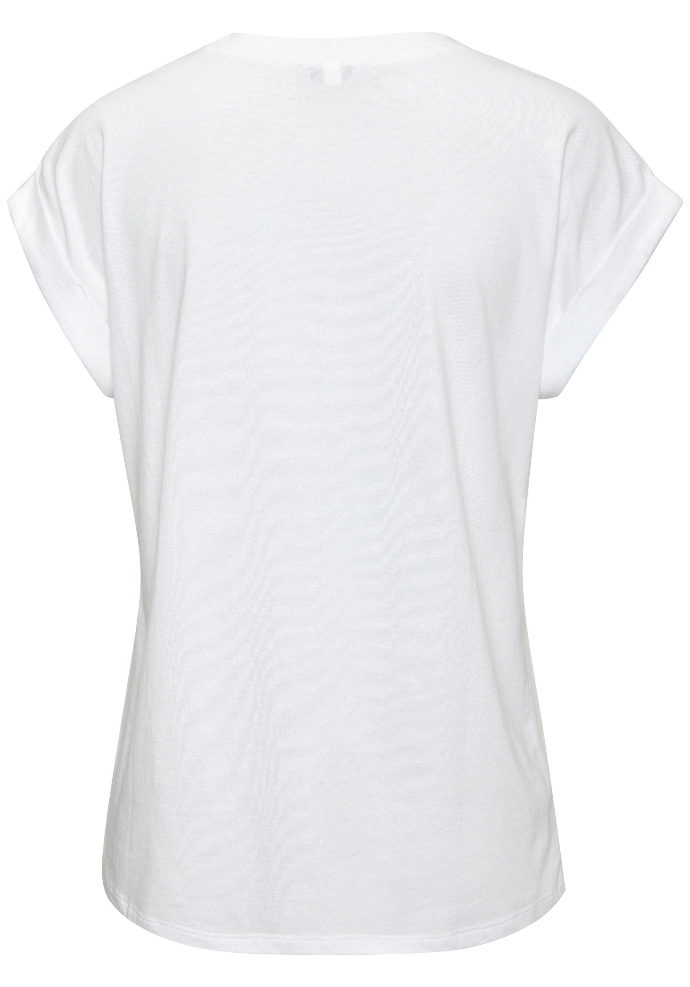LASCANA T-Shirt mit glänzender Pailettenapplikation