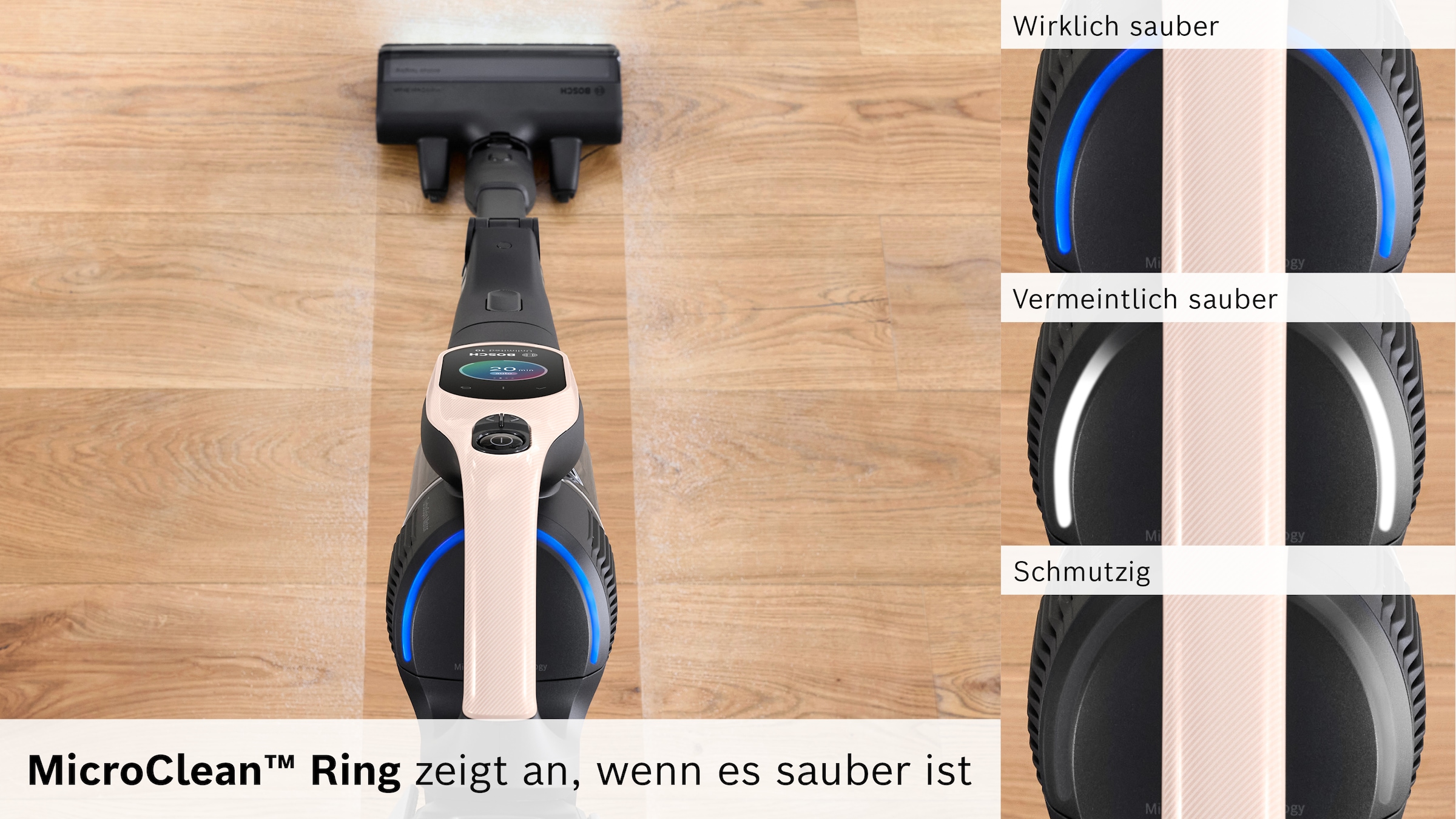 BOSCH Akku-Stielstaubsauger »Unlimited 10 BKS1041RHF, MicroClean™ Technology, Display, Knickrohr« HEPA-Filtersystem, 10 Jahre Motorgarantie, LED-Licht, powder rose