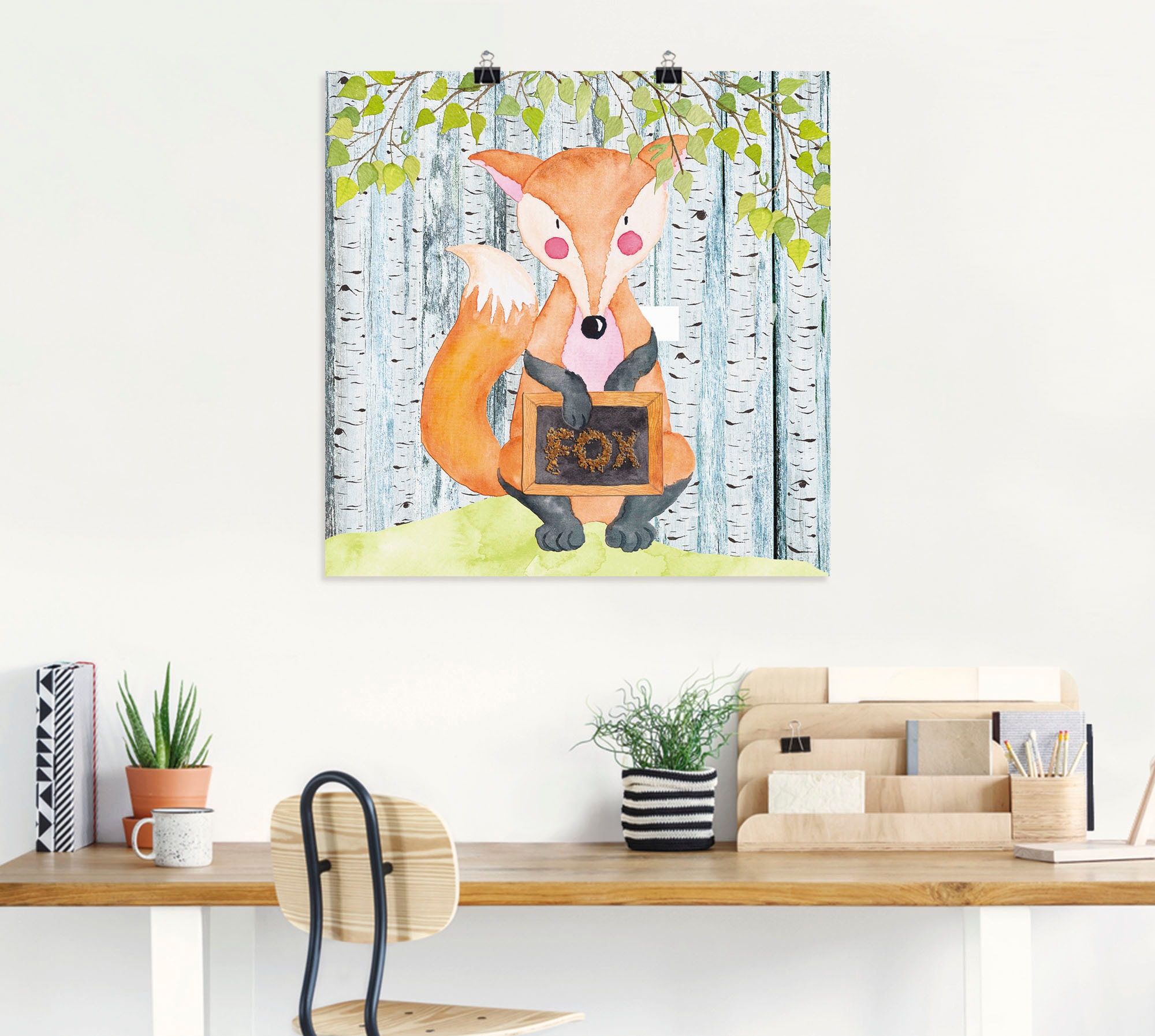 Artland Poster »Waldfreunde- der schlaue Fuchs«, Tiere, (1 St.), als Alubild, Leinwandbild, Wandaufkleber oder Poster in versch. Größen