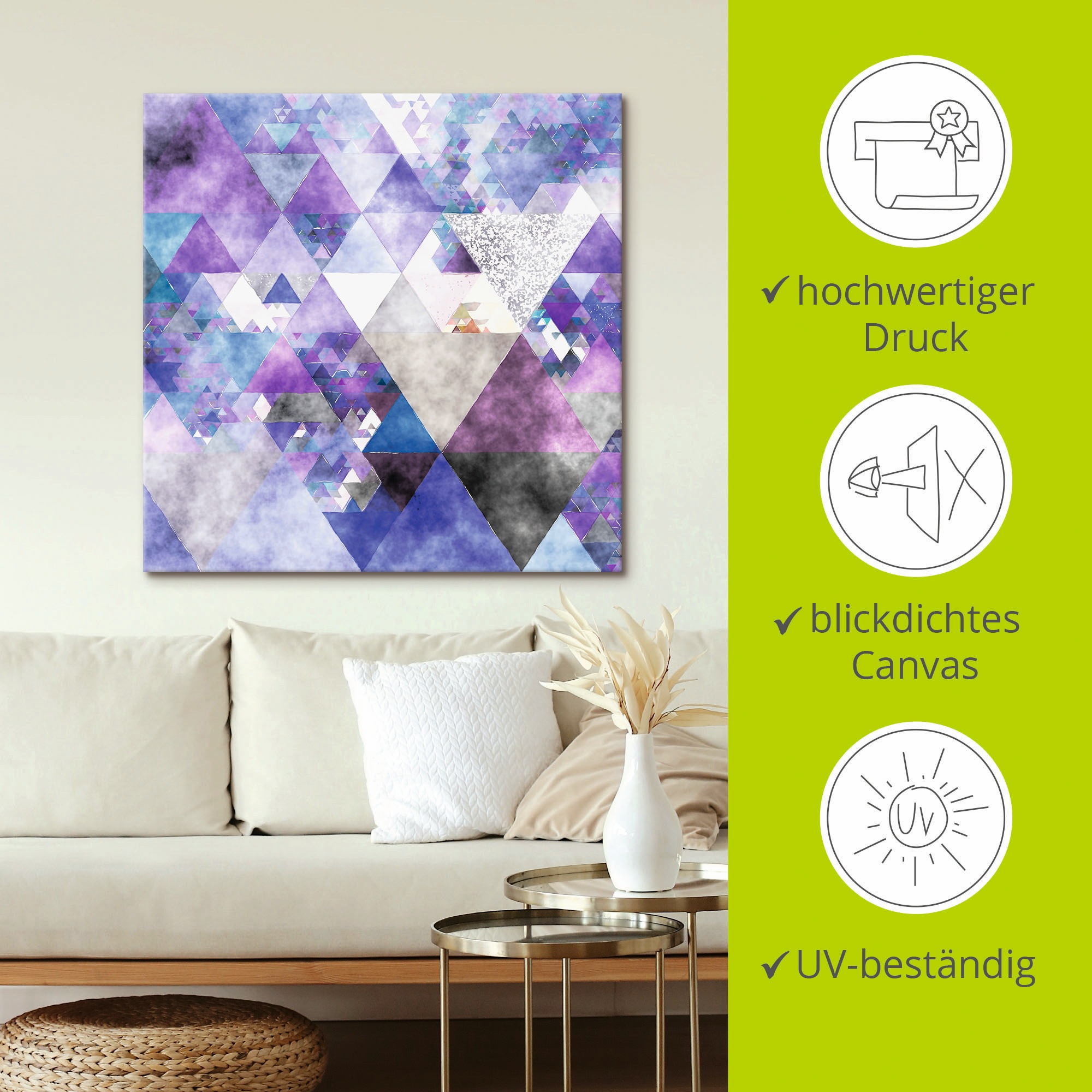 Artland Wandbild »Dreiecke«, Muster, (1 St.), als Leinwandbild, Poster in verschied. Größen