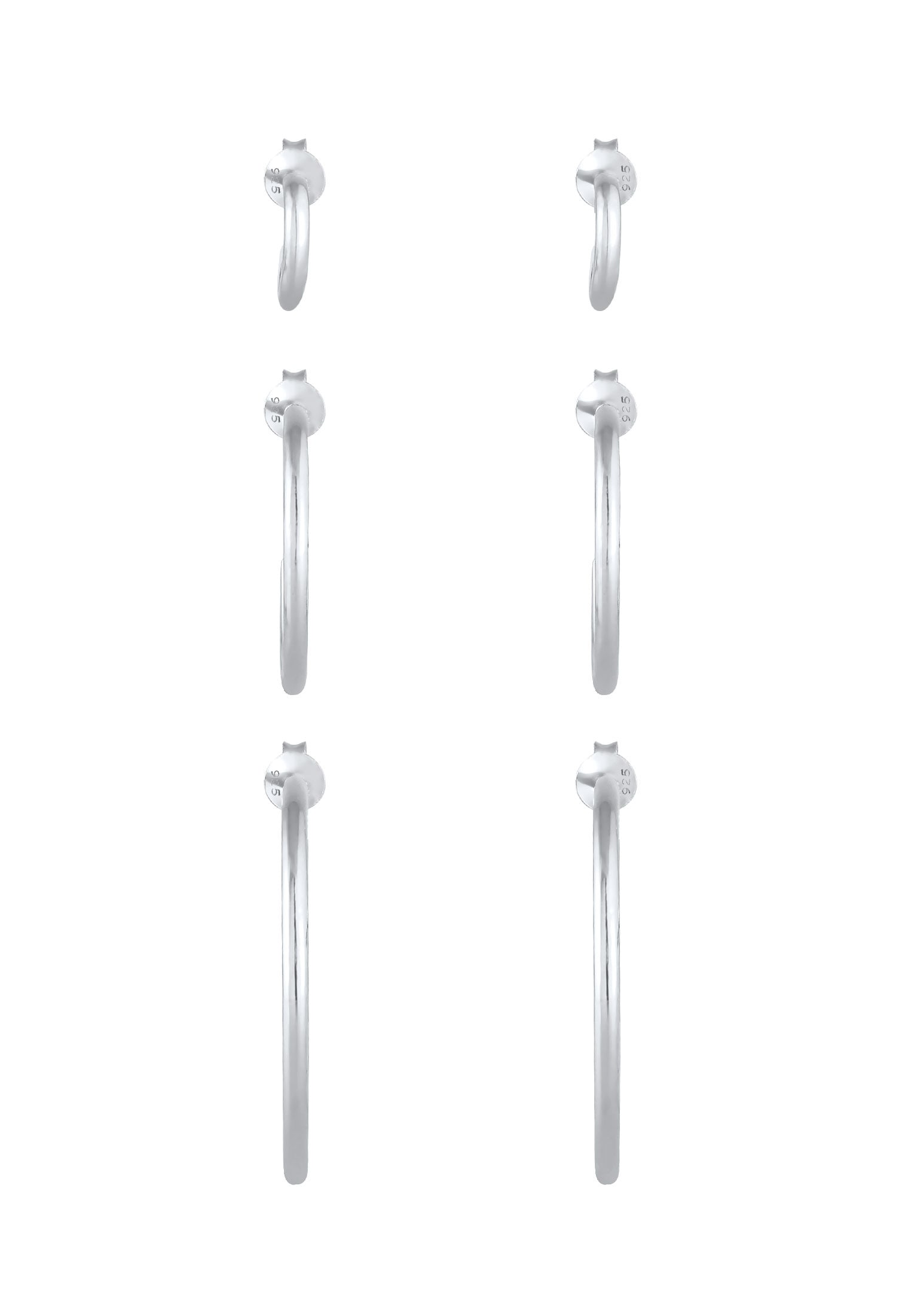 Elli Ohrring-Set »Creolen Stecker Set Basic (6 tlg.) 925 Silber«
