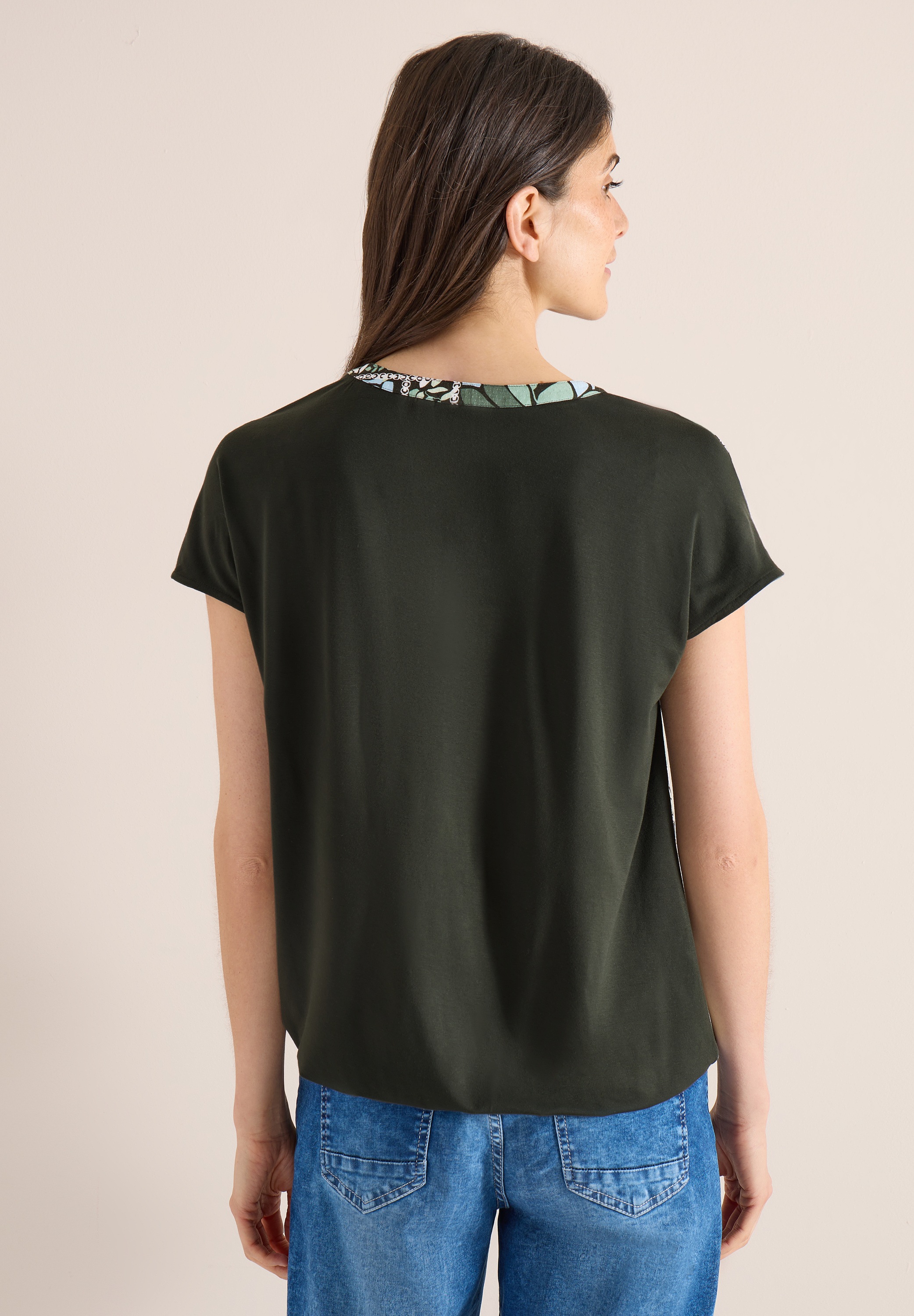 Cecil Kurzarmbluse mit geschlitztem Rundhalsausschnitt günstig online kaufen