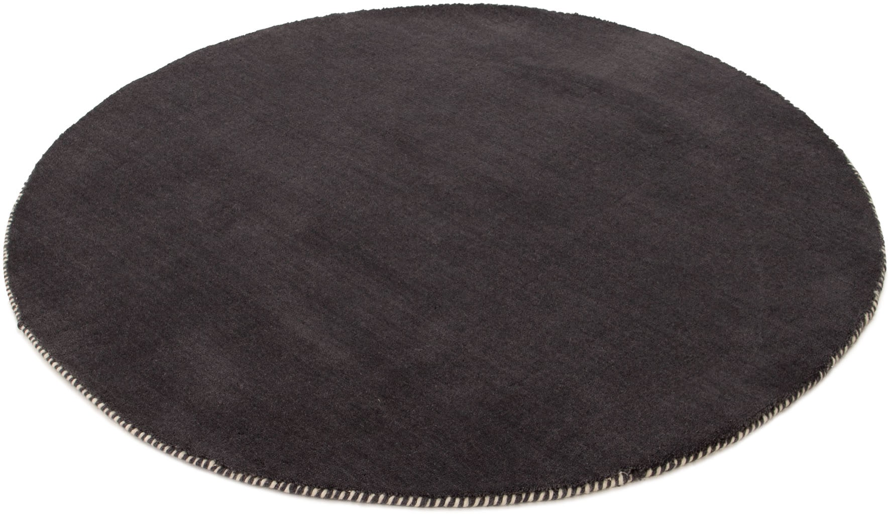 carpetfine Wollteppich »Gabbeh Lola Uni«, rund, 14 mm Höhe, mit natürlichem Pflanzenmaterial von Hand gewebt, auch als Läufer
