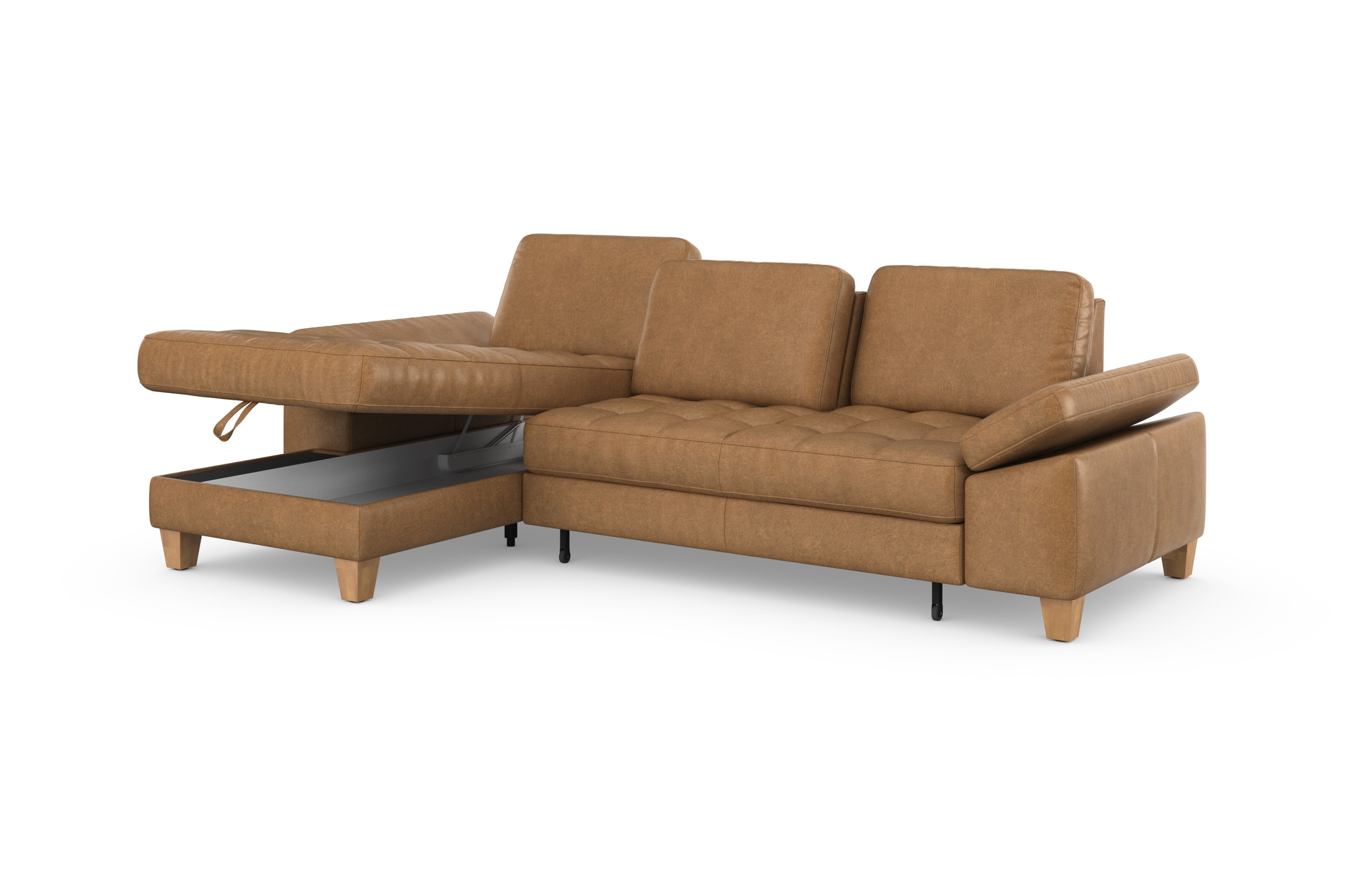 sit&more Ecksofa »Westham L-Form«, mit Recamiere, mit oder ohne Bettfunktion, Bettkasten, Füße Eiche