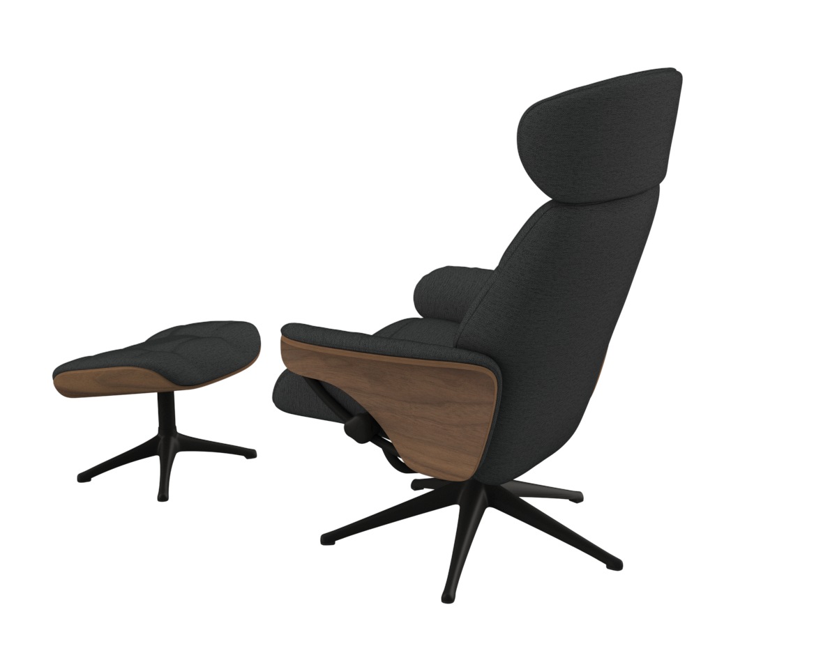 FLEXLUX Relaxsessel »Skagen Funktionsessel, Polstersessel, Armlehne, TV-Fernsehsessel«, Rücken- und Kopfteilverstellung, Fuß Schwarz, Armlehne Eiche, Drehbar