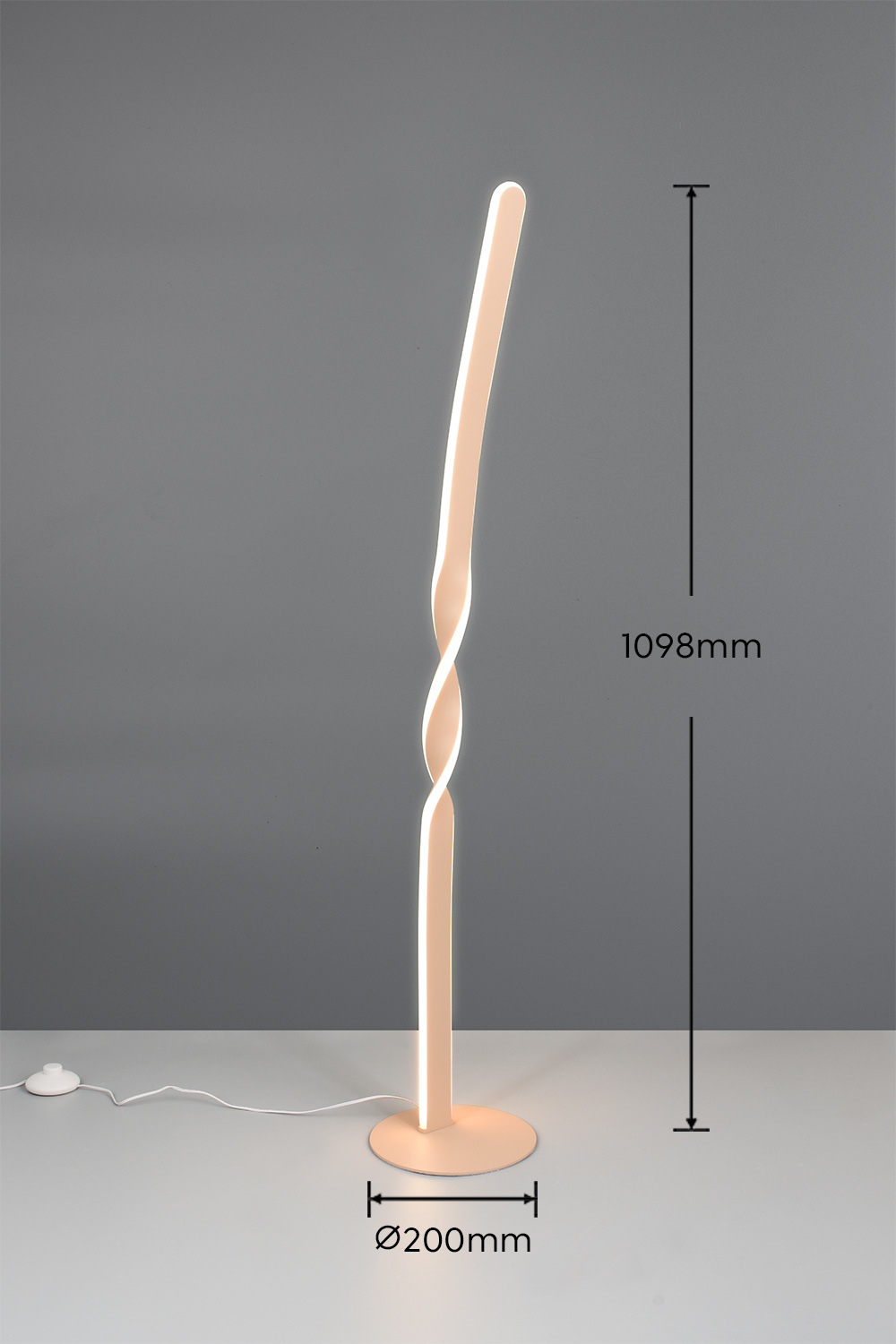 REALITY Leuchten LED Stehlampe »GINKO, LED Stehleuchte mit 19W 2060 Lumen 3000K warmweiß«, 1 flammig, Leuchtmittel LED-Board | LED fest integriert, Stehlampe mit Fußschalter + 180cm Kabel, Höhe 110 cm Ø 20cm