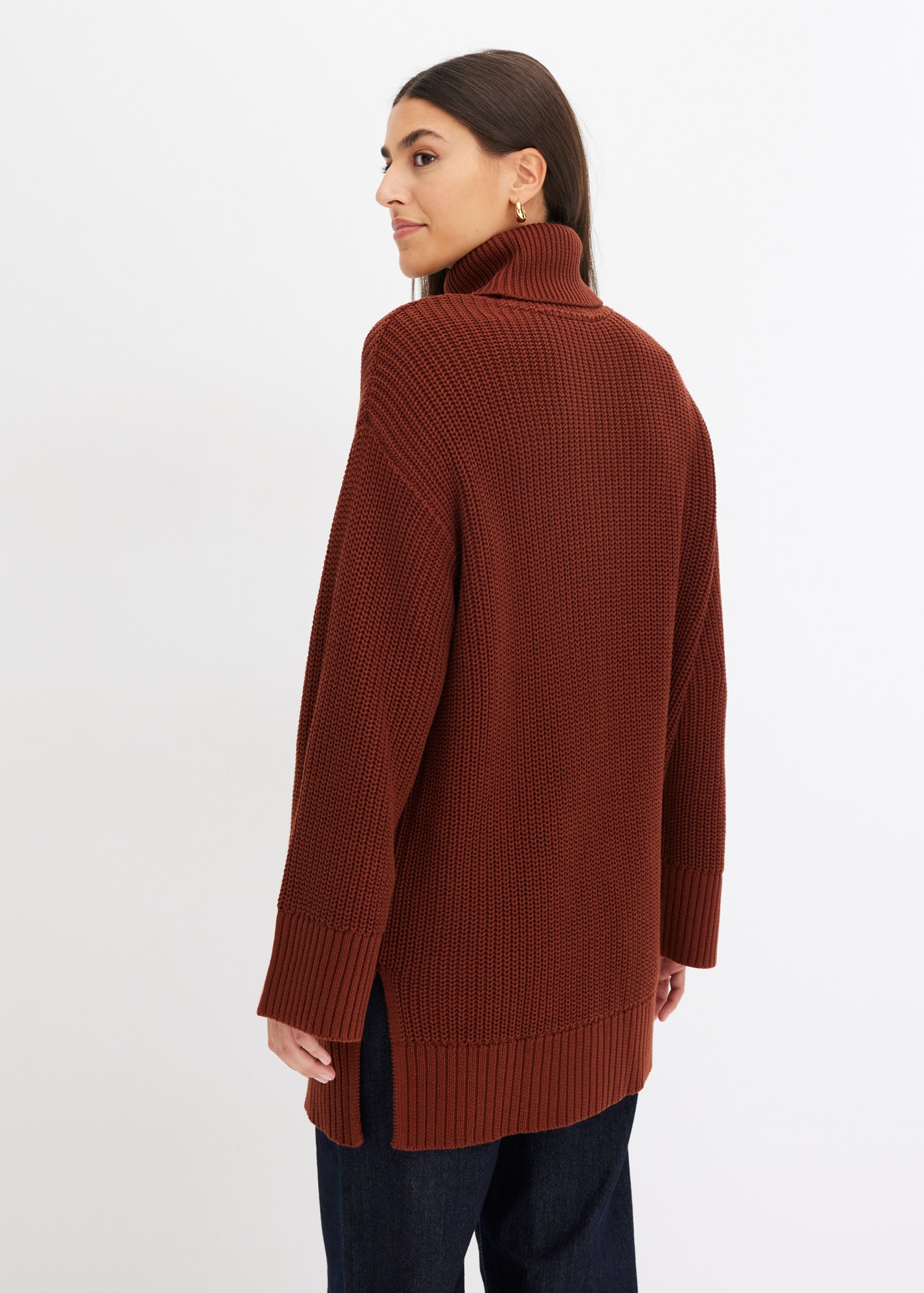bonprix Rollkragenpullover »Oversize-Rollkragenpullover aus Baumwoll-Mix« aus Baumwoll-Mix, mit Rollkragen, mit Seitenschlitzen