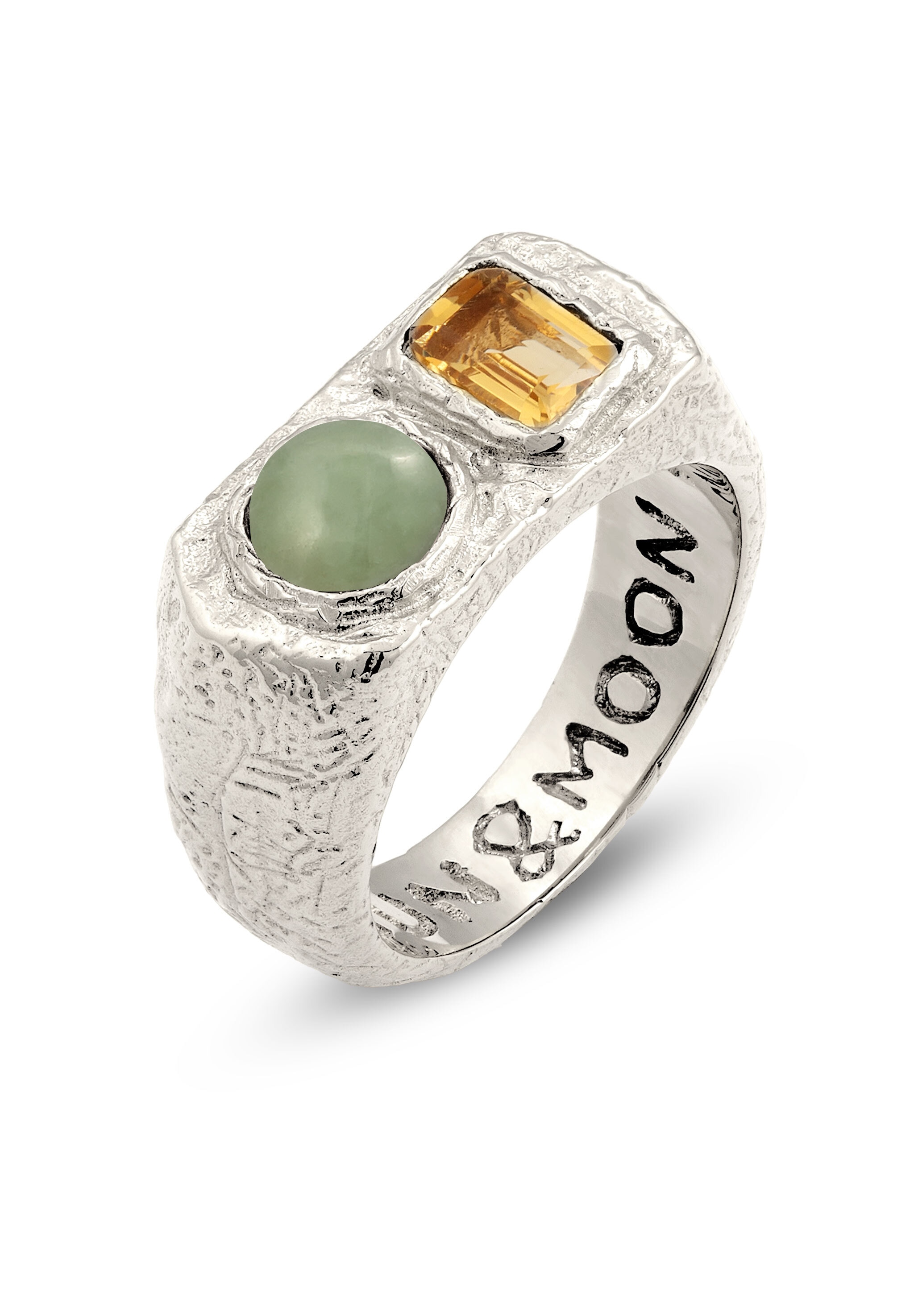 HAZE & GLORY Damen Siegelring "Ring Signet Jade Grün 925 Sterling Silber Shake It Up", 56, Silber 925 (Sterlingsilber), silber, Silber 925