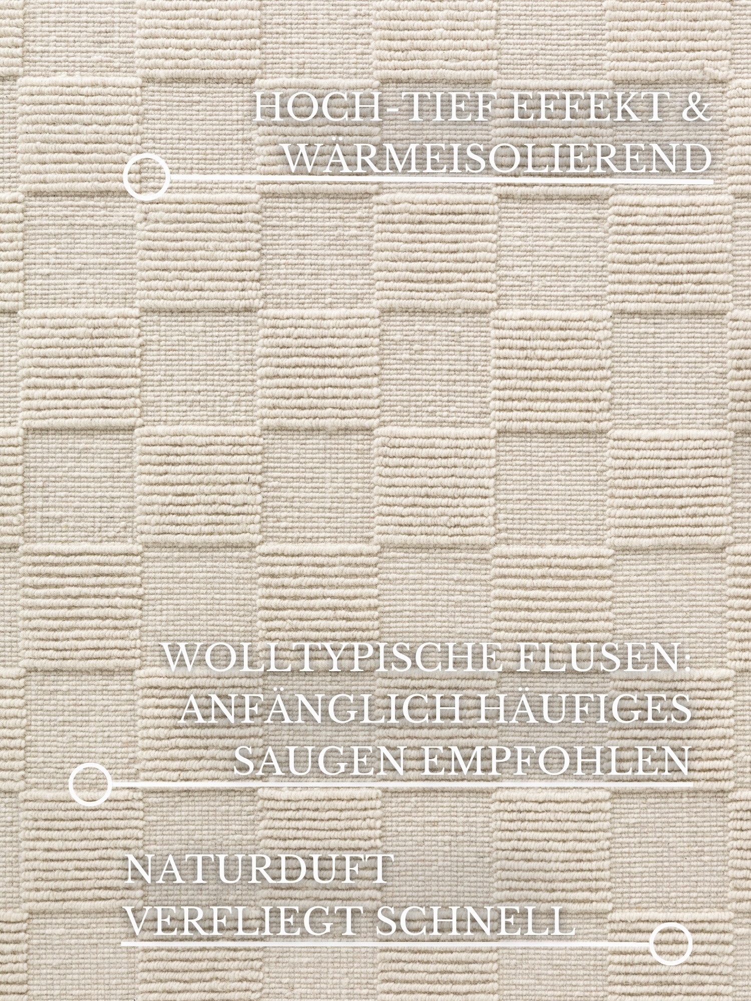 Villeroy & Boch Wollteppich »Scala« rechteckig 10 mm Höhe Handgewebt, Wolle, Kariert, Natur, 3D-Struktur, Karo, Wohnzimmer