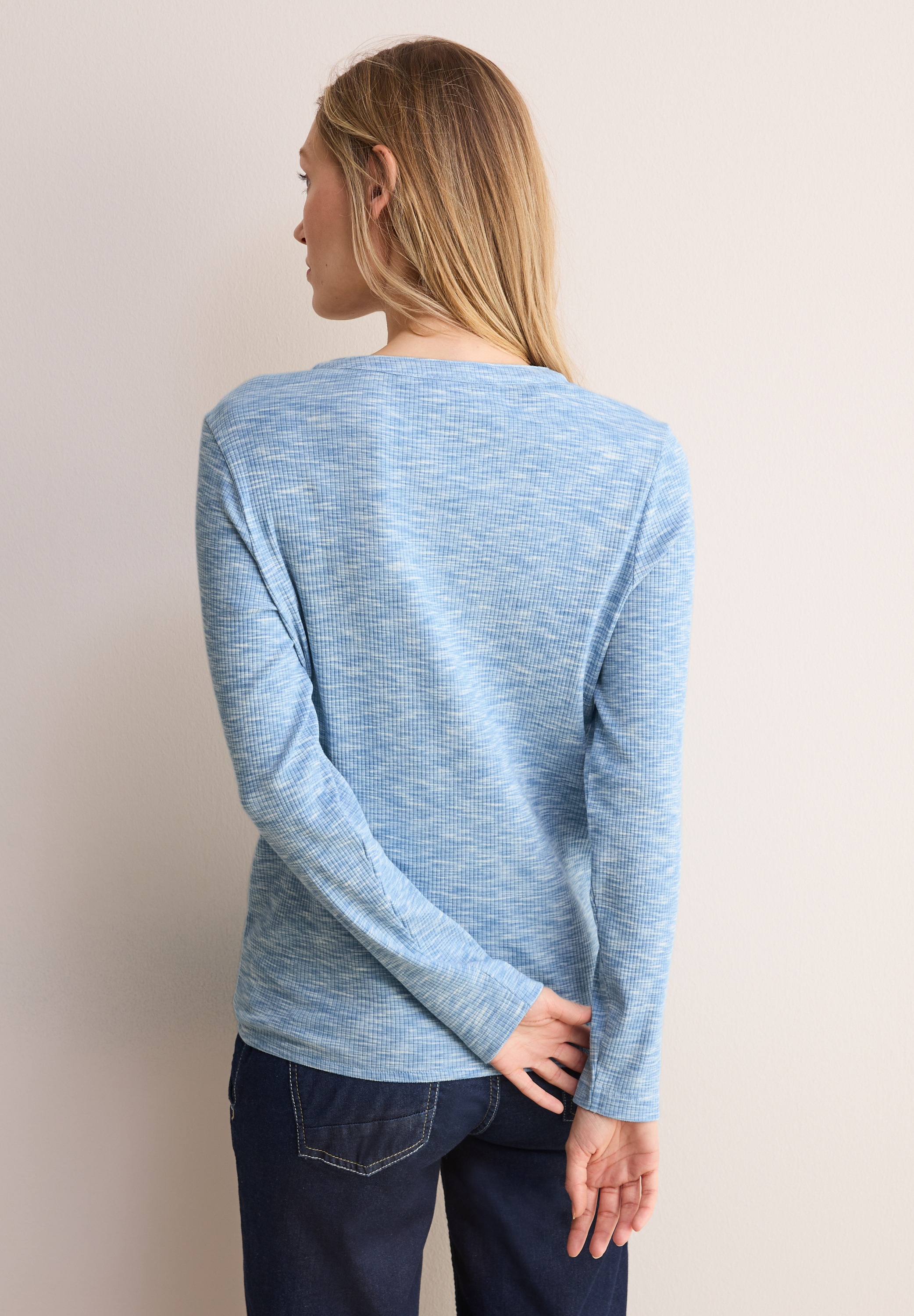 Cecil Langarmshirt, mit Rippstruktur, meliert günstig online kaufen